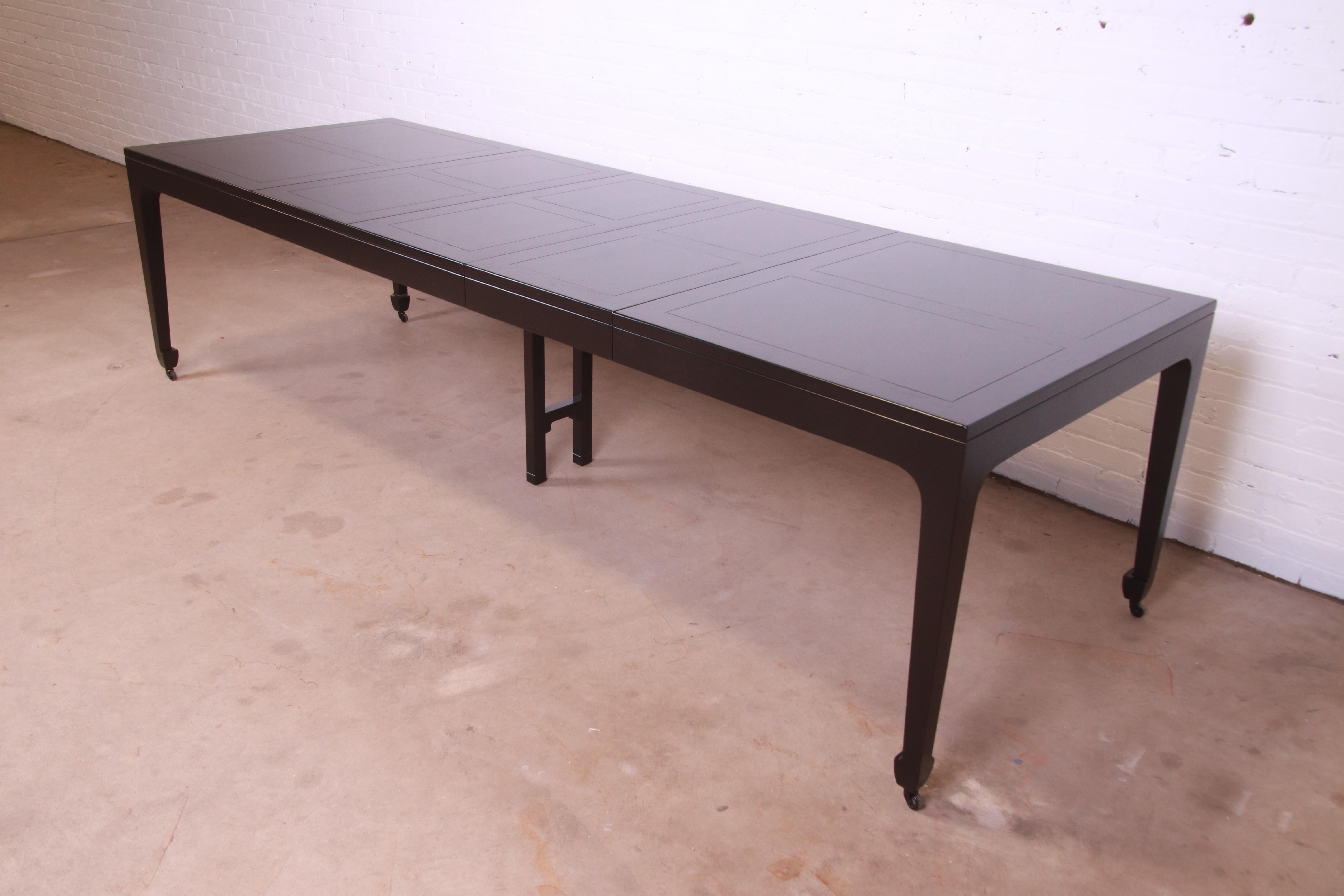 American Michael Taylor for Baker Far East Collection Black Lacquered Dining Table, 1950s For Sale