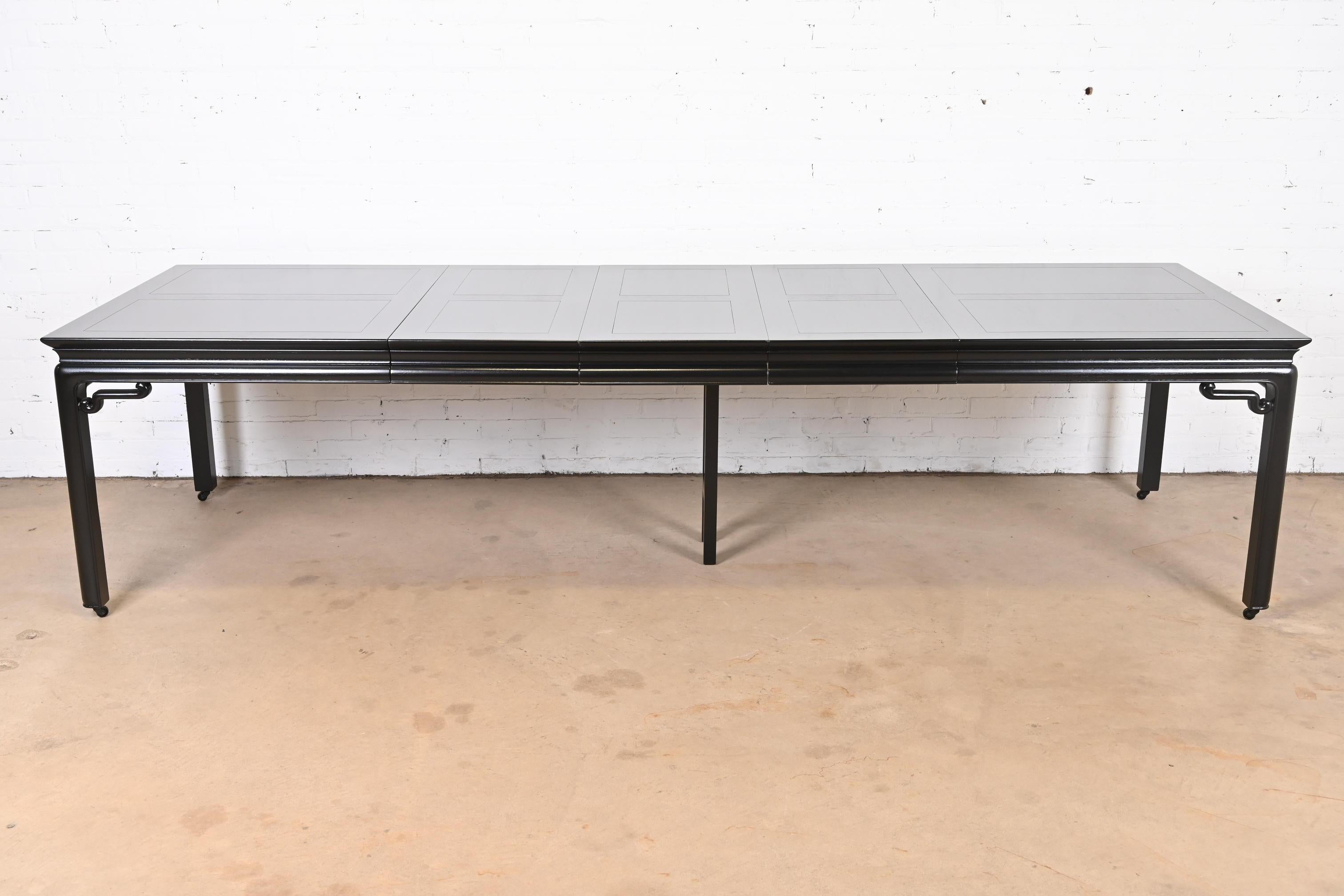 American Michael Taylor for Baker Far East Collection Black Lacquered Dining Table, 1950s