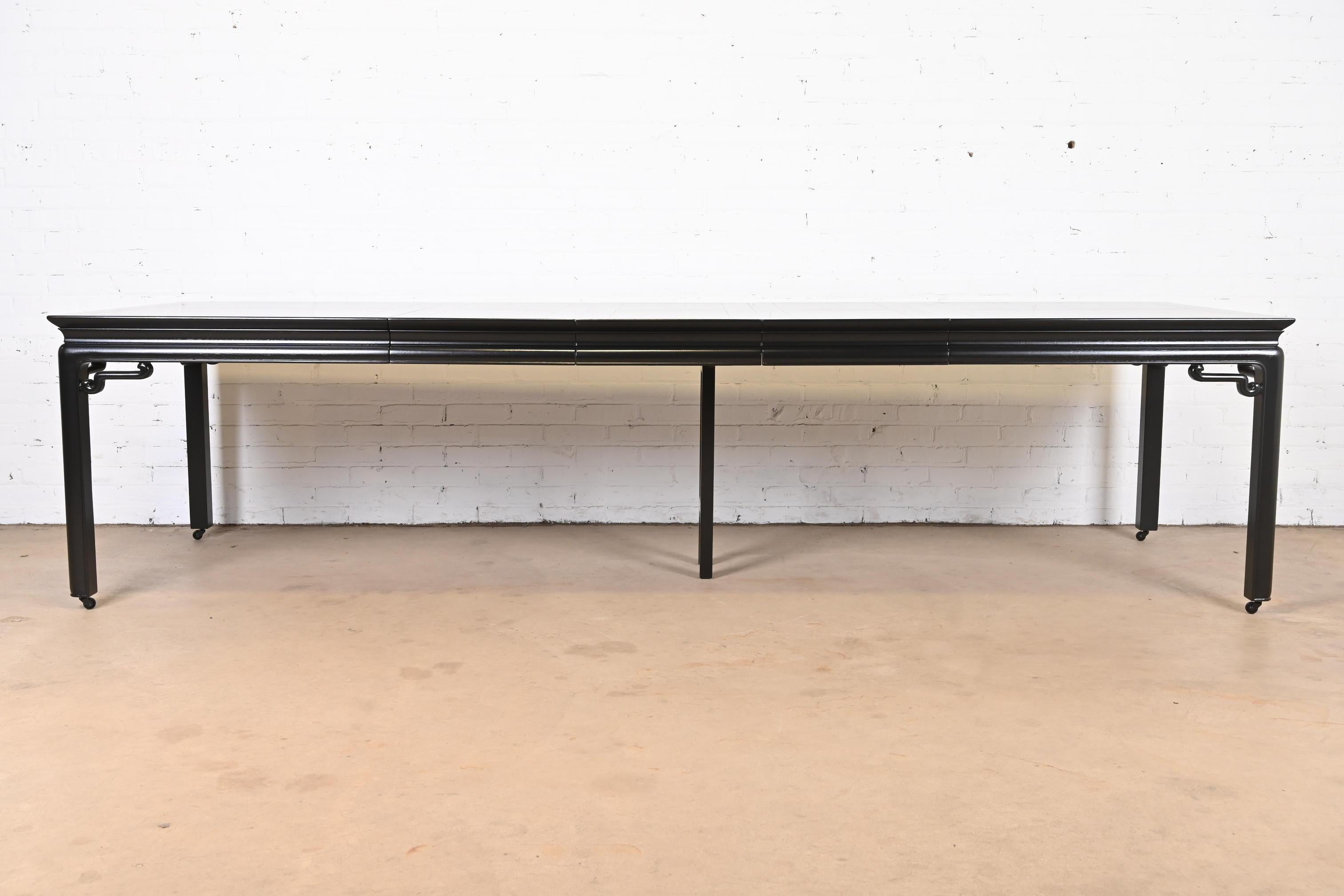 Michael Taylor for Baker Far East Collection Black Lacquered Dining Table, 1950s In Good Condition In South Bend, IN