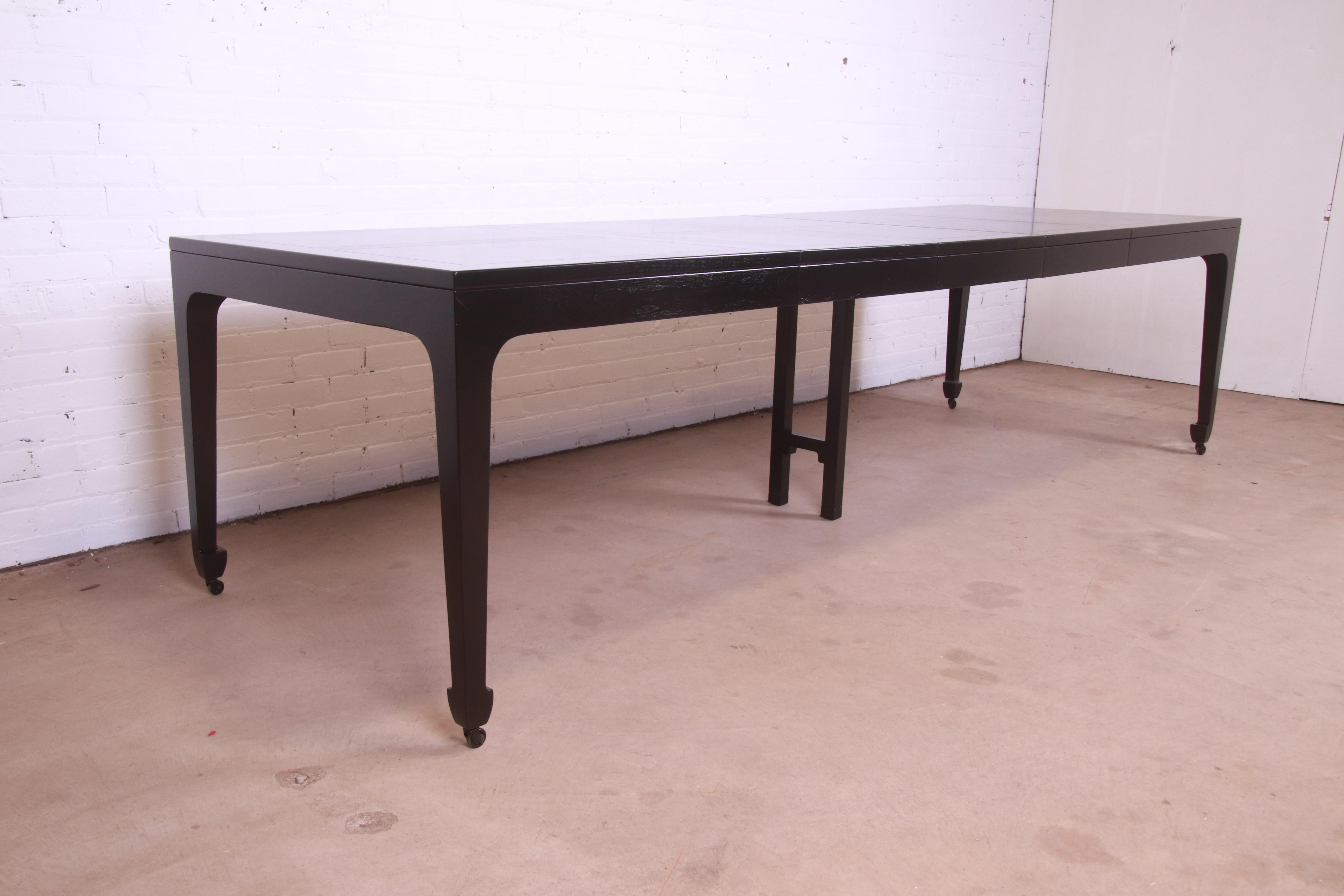 Walnut Michael Taylor for Baker Far East Collection Black Lacquered Dining Table, 1950s For Sale