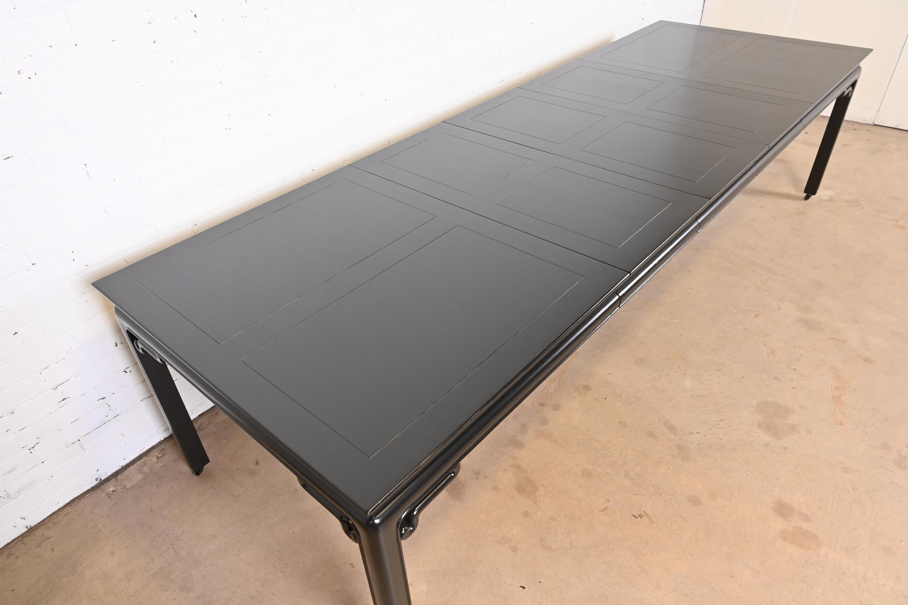 Walnut Michael Taylor for Baker Far East Collection Black Lacquered Dining Table, 1950s