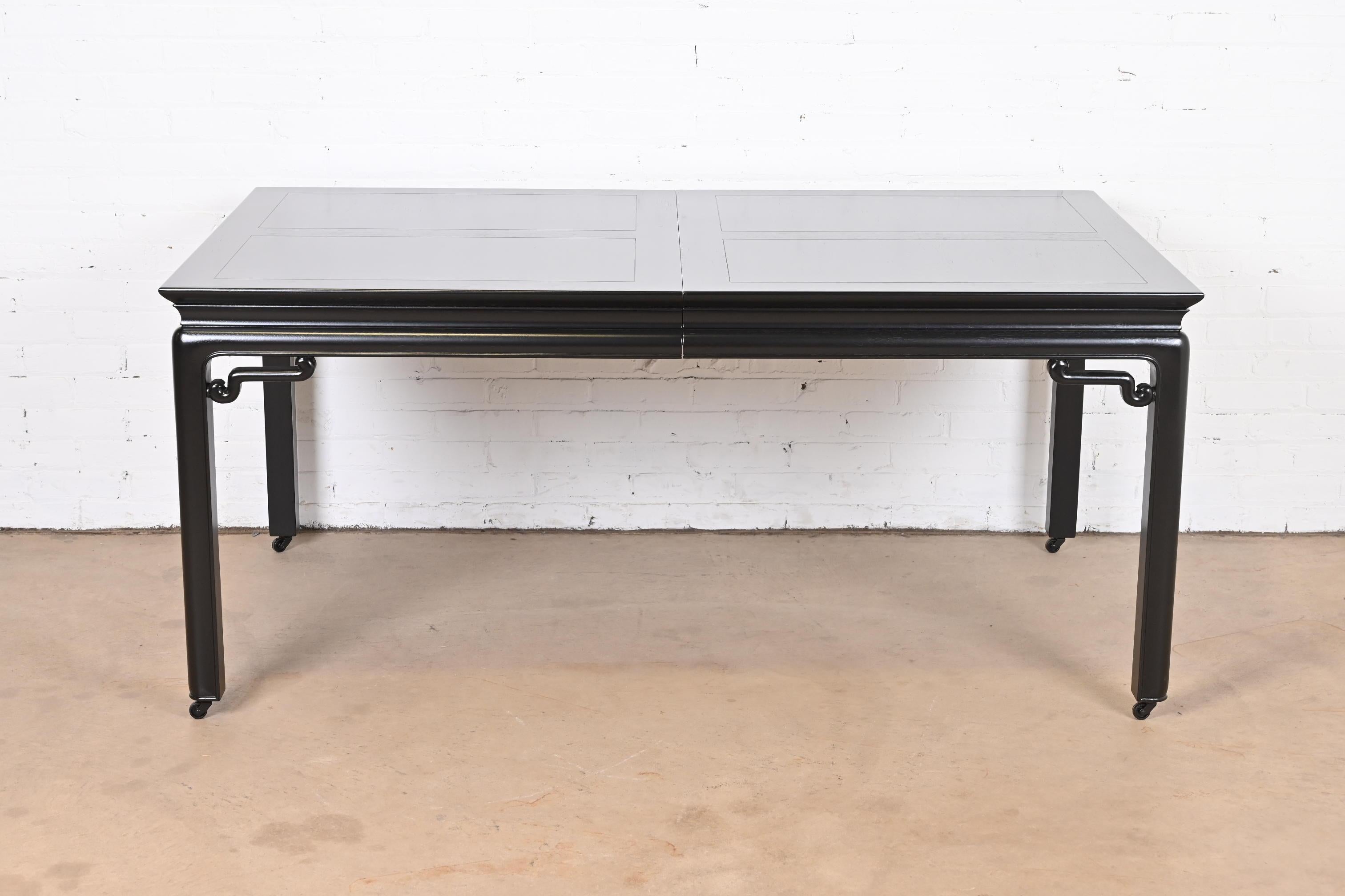 Michael Taylor for Baker Far East Collection Black Lacquered Dining Table, 1950s 1
