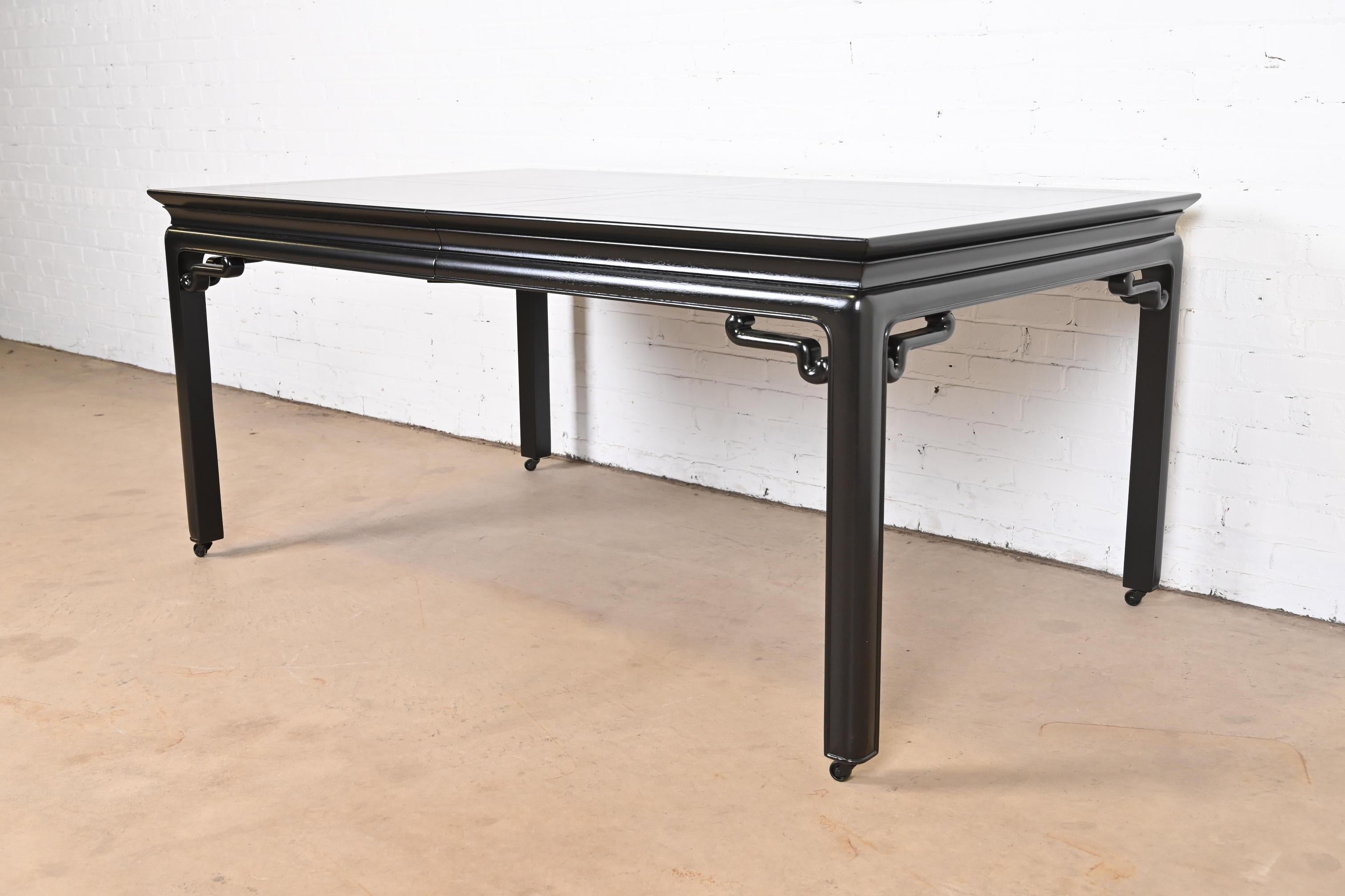 Michael Taylor for Baker Far East Collection Black Lacquered Dining Table, 1950s 2
