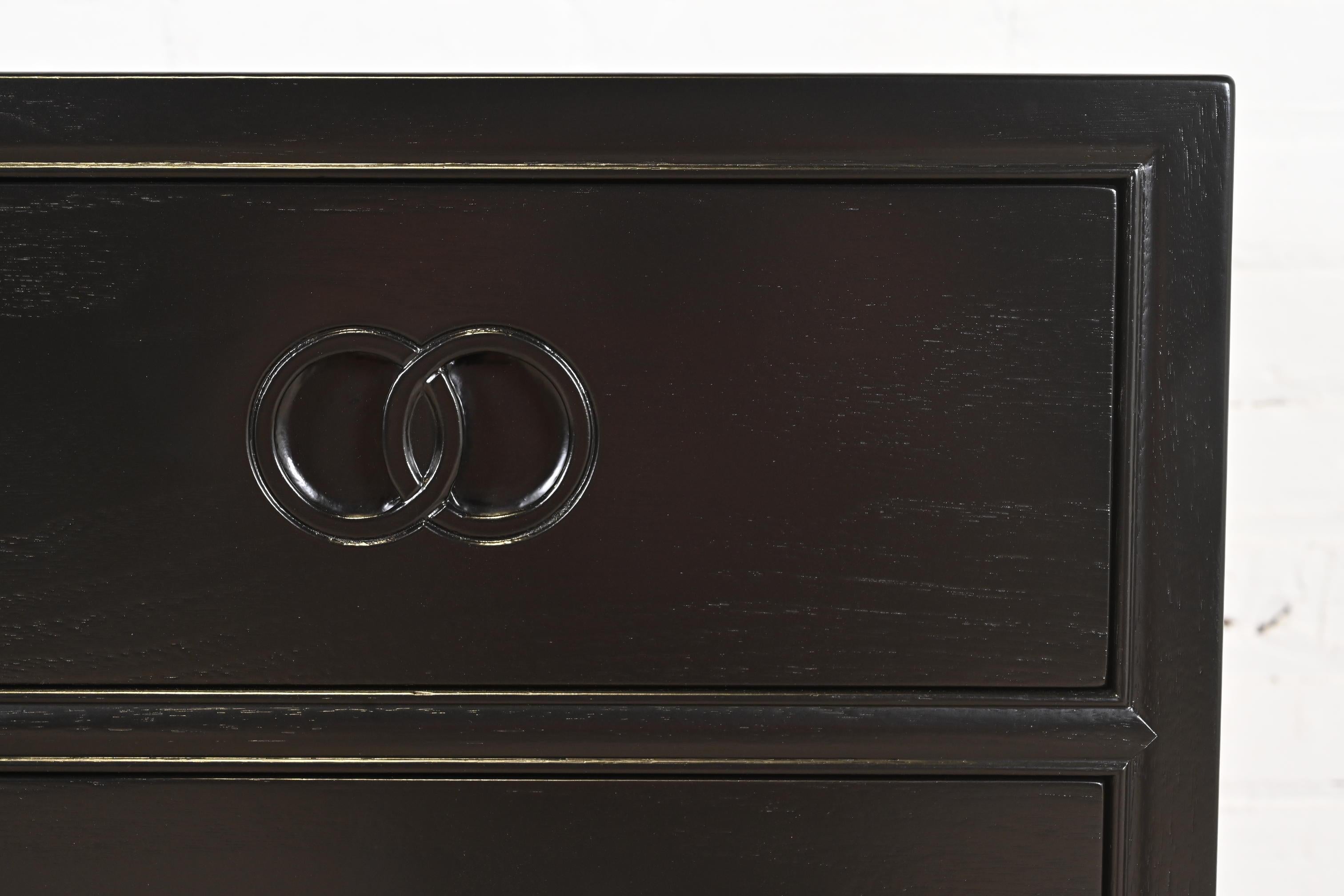 Michael Taylor for Baker Far East Collection Black Lacquered Dresser Chest For Sale 2