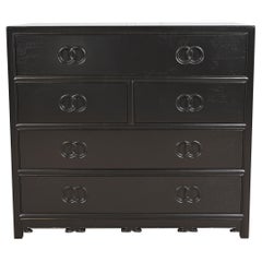 Michael Taylor for Baker Far East Collection Black Lacquered Dresser, Refinished