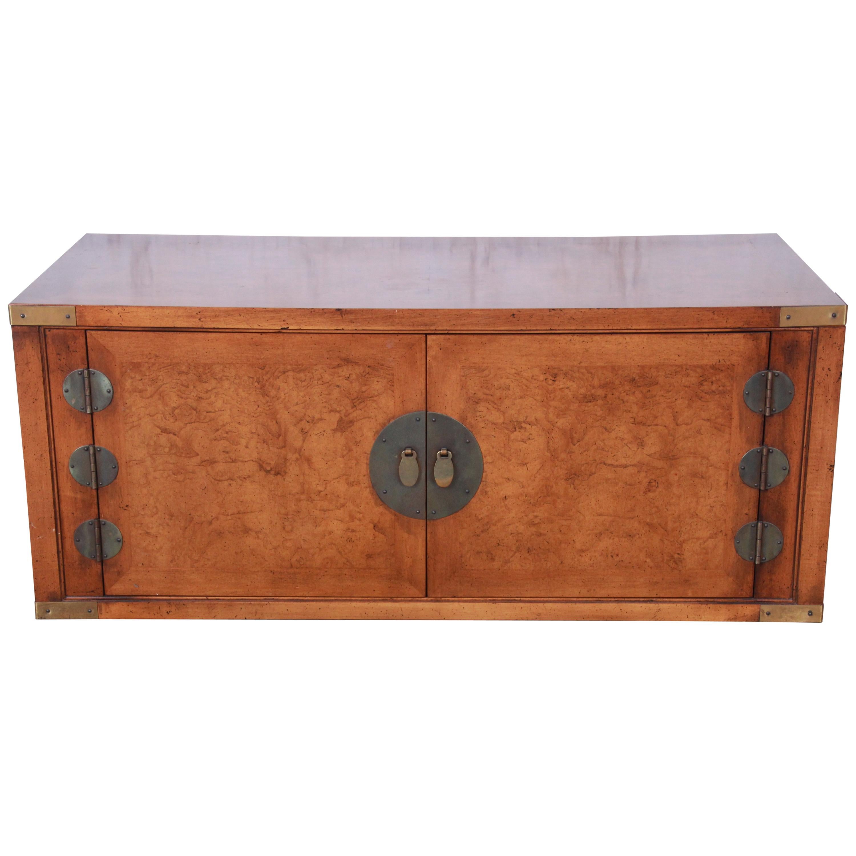 Michael Taylor for Baker Far East Collection Burl Wood Two-Door Cabinet