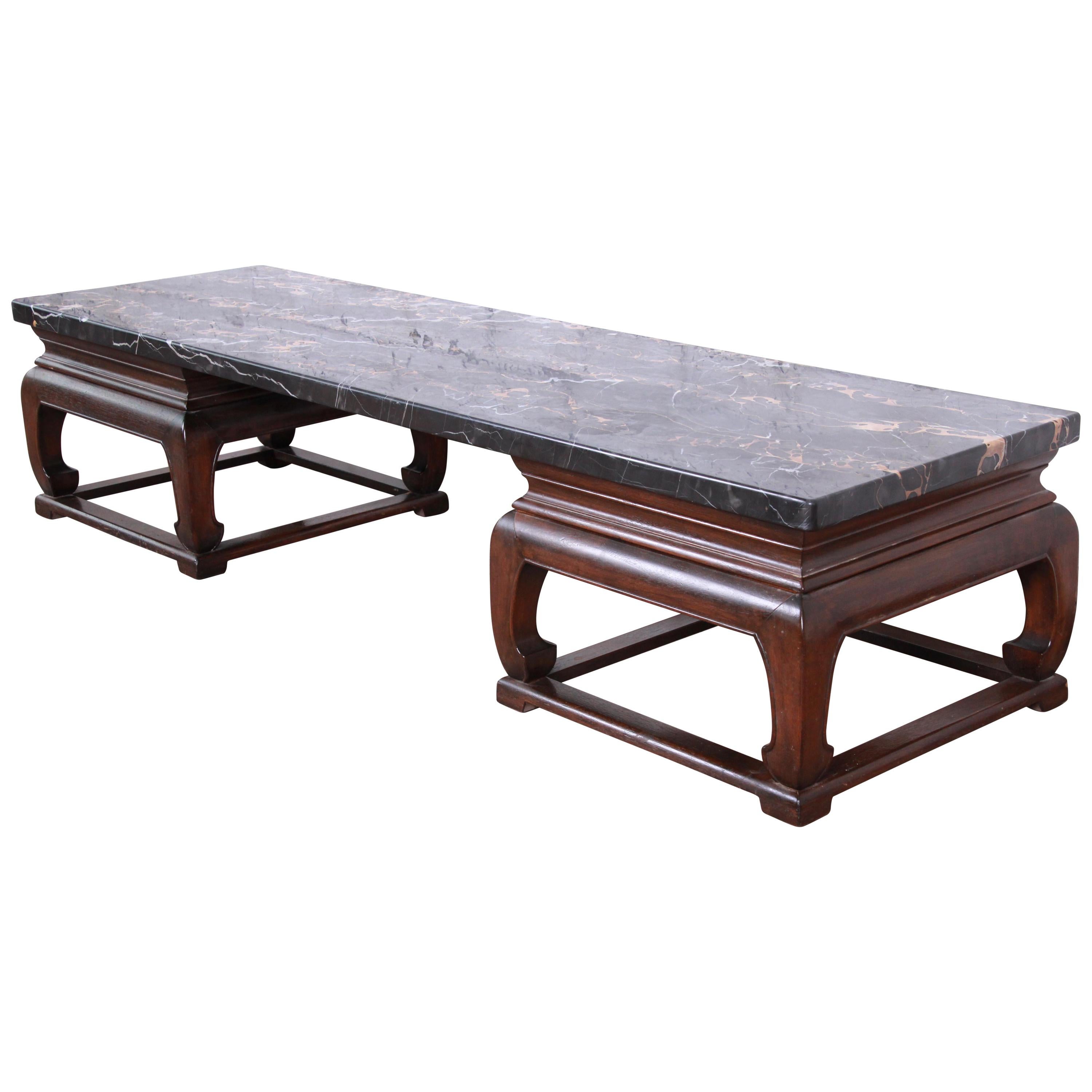 Michael Taylor for Baker Far East Collection Chinoiserie Marble Top Coffee Table