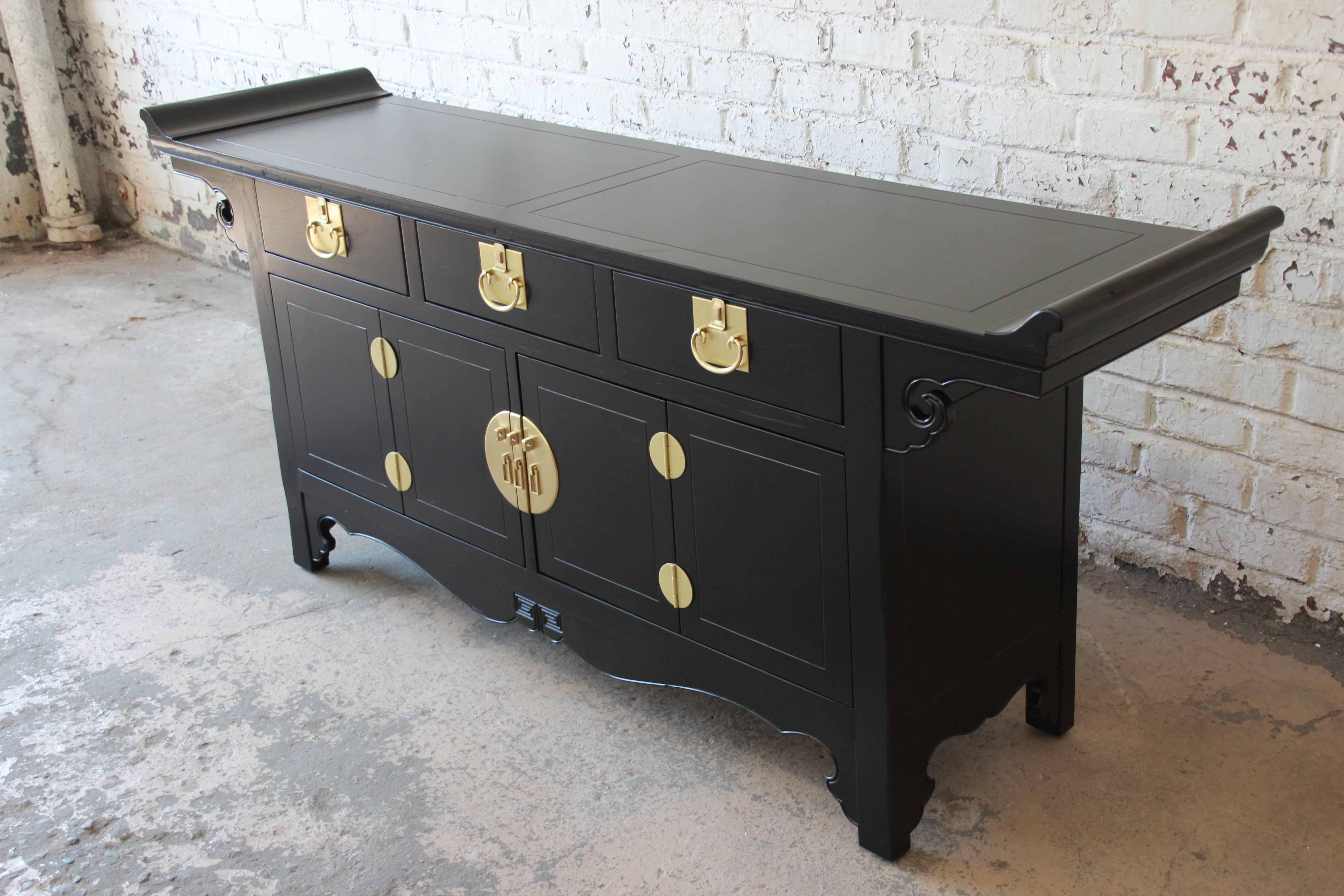 Michael Taylor for Baker Far East Collection Chinoiserie Sideboard Credenza In Excellent Condition In South Bend, IN