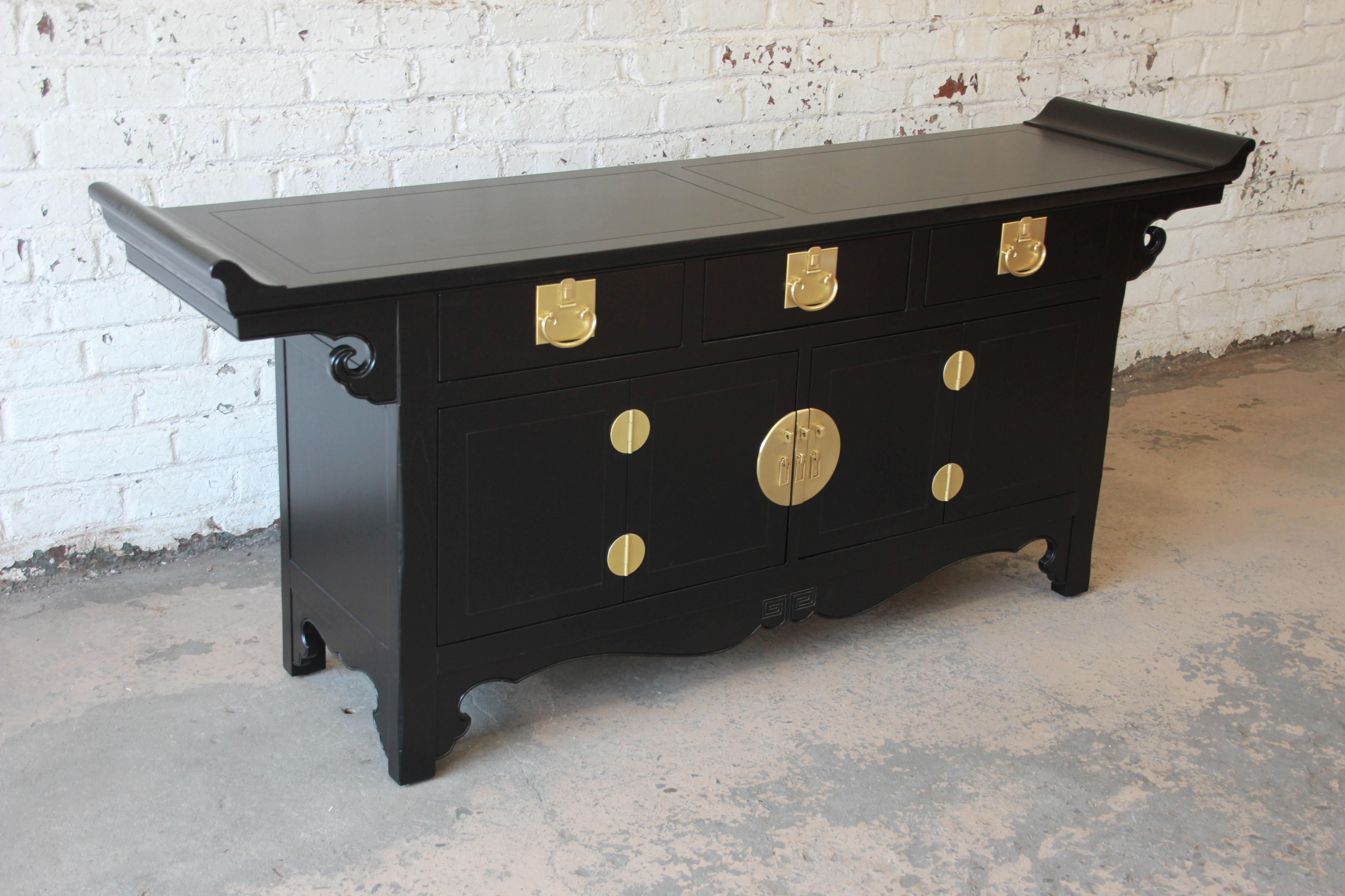 Brass Michael Taylor for Baker Far East Collection Chinoiserie Sideboard Credenza
