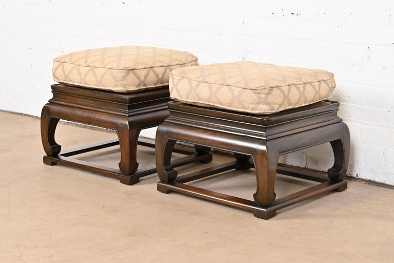 A gorgeous pair of Mid-Century Modern Hollywood Regency Chinoiserie footstools or ottomans

By Michael Taylor for Baker Furniture, 