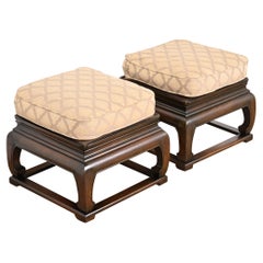 Michael Taylor for Baker Far East Collection Chinoiserie Stools or Ottomans