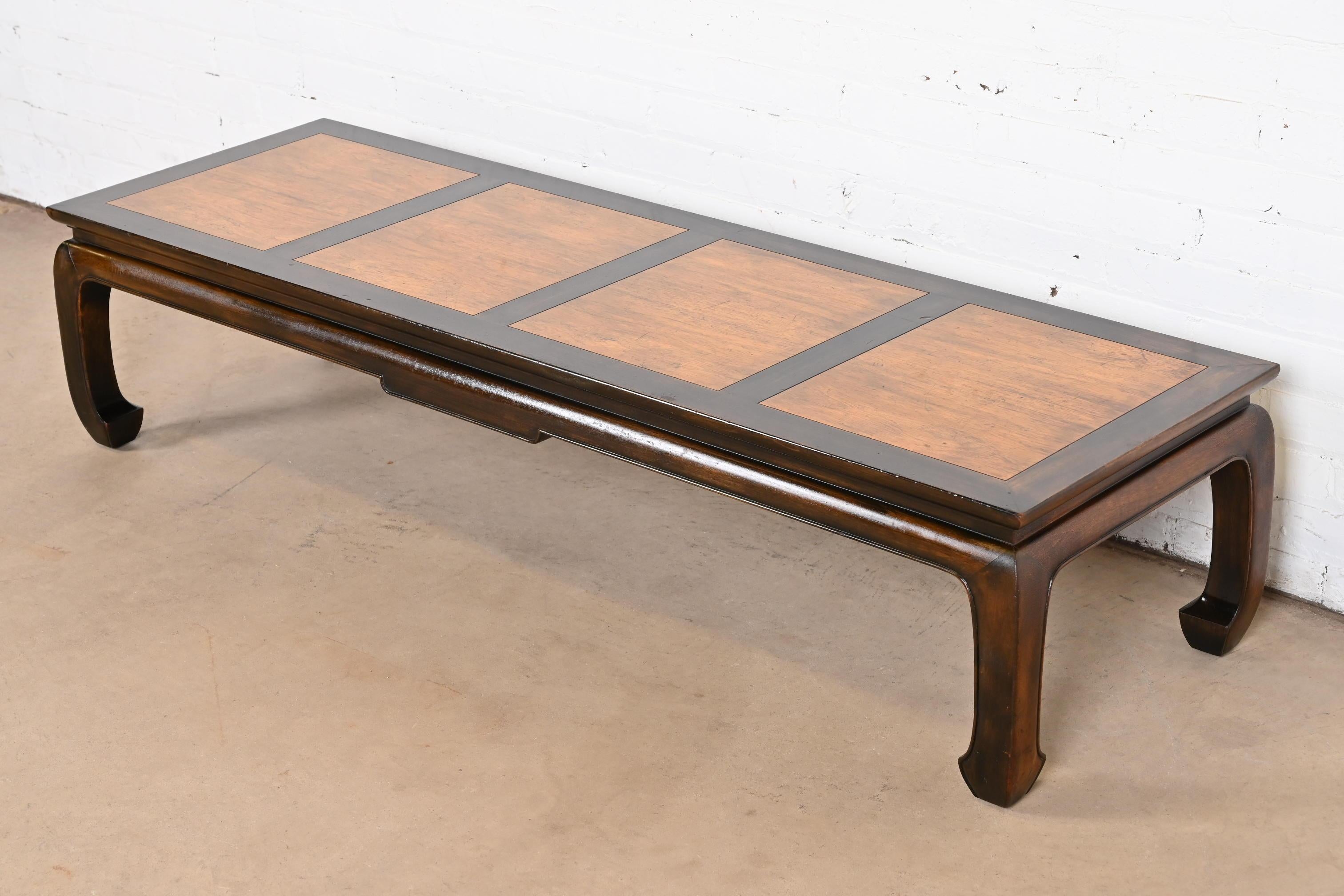 American Michael Taylor for Baker Far East Collection Chinoiserie Walnut Coffee Table For Sale
