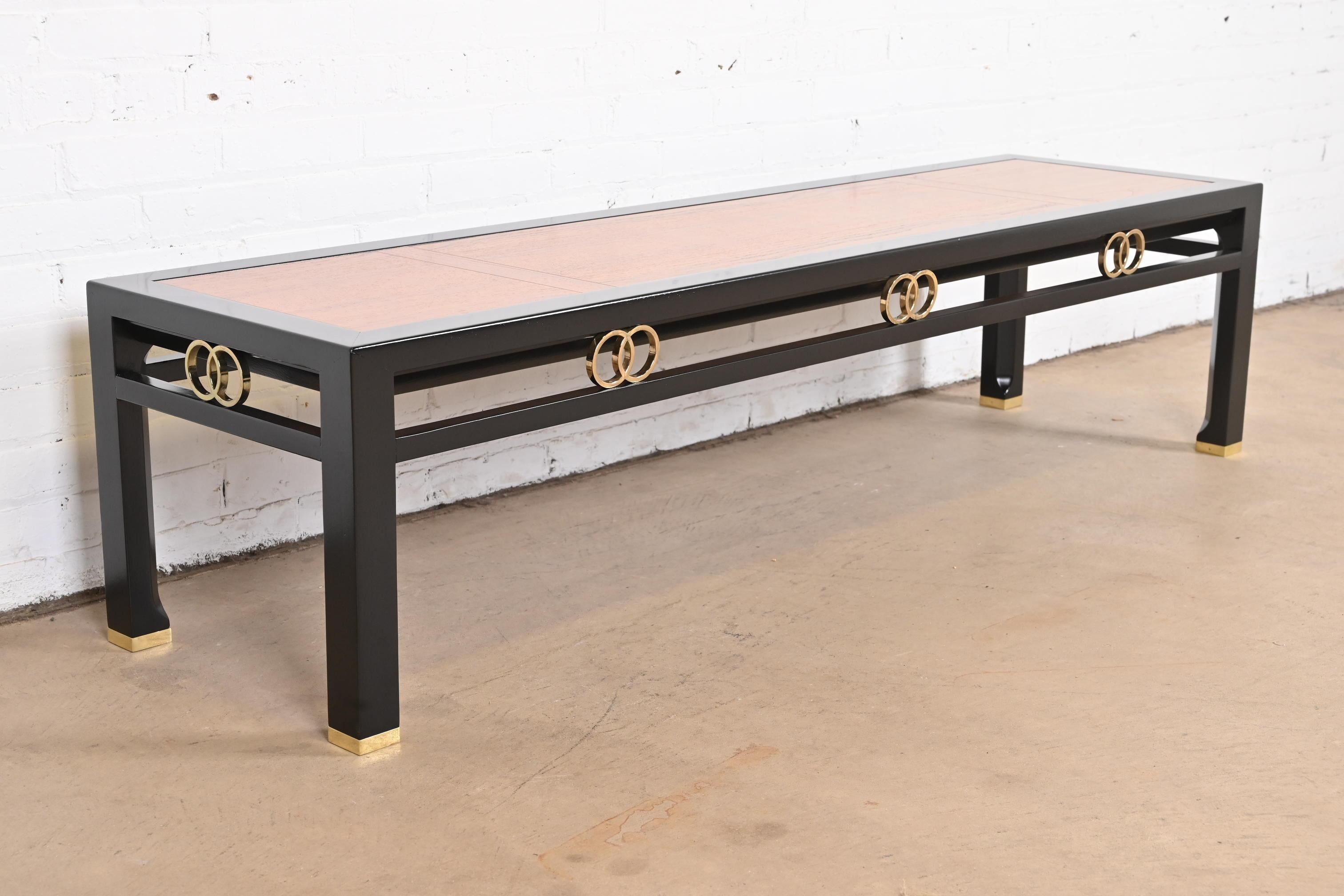 Brass Michael Taylor for Baker Far East Collection Coffee Table, Newly Refinished For Sale