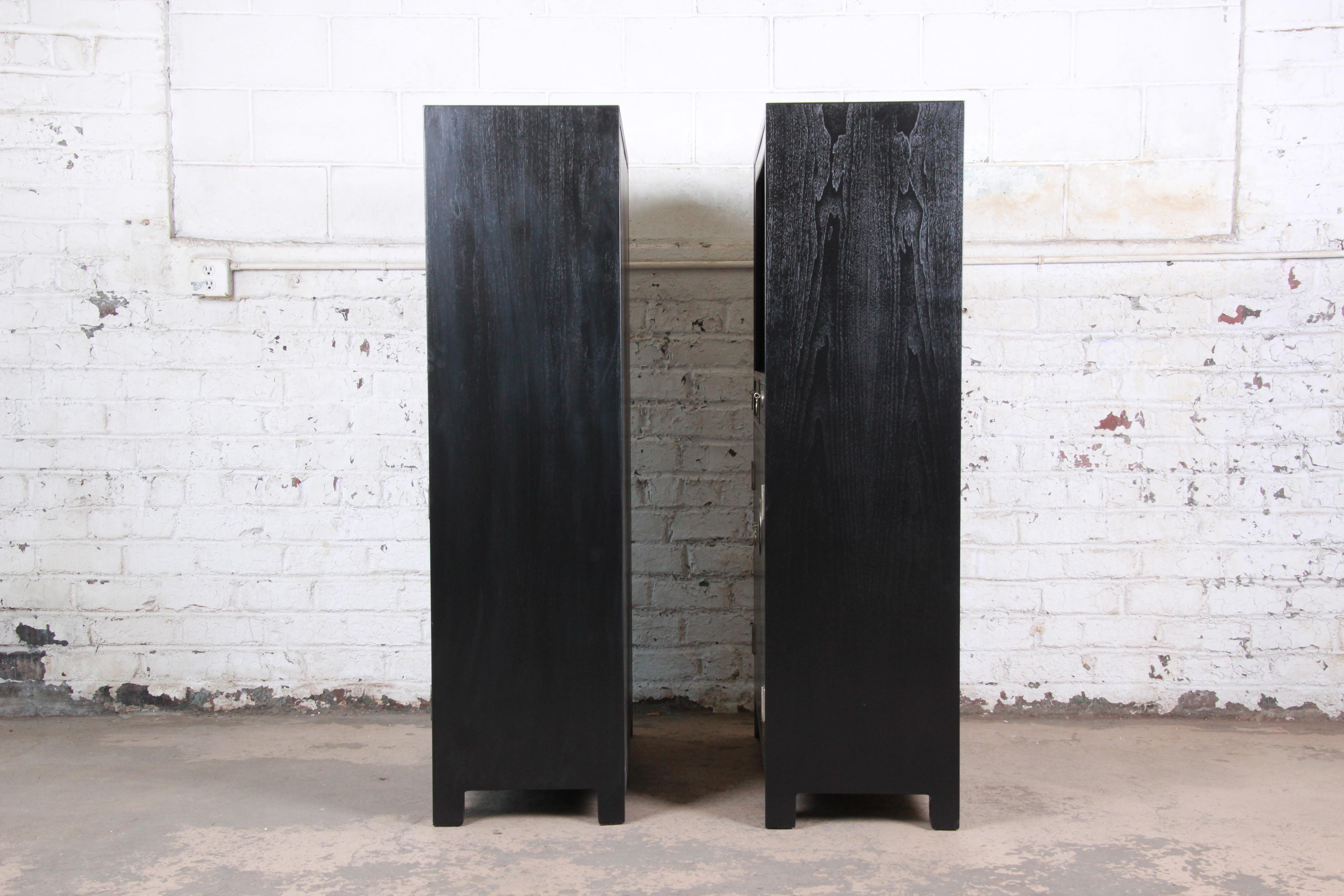 Michael Taylor for Baker Far East Collection Ebonized Chinoiserie Wall Units 5