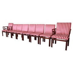 Michael Taylor for Baker Far East Collection Greek Key Dining Chairs, Set of 8