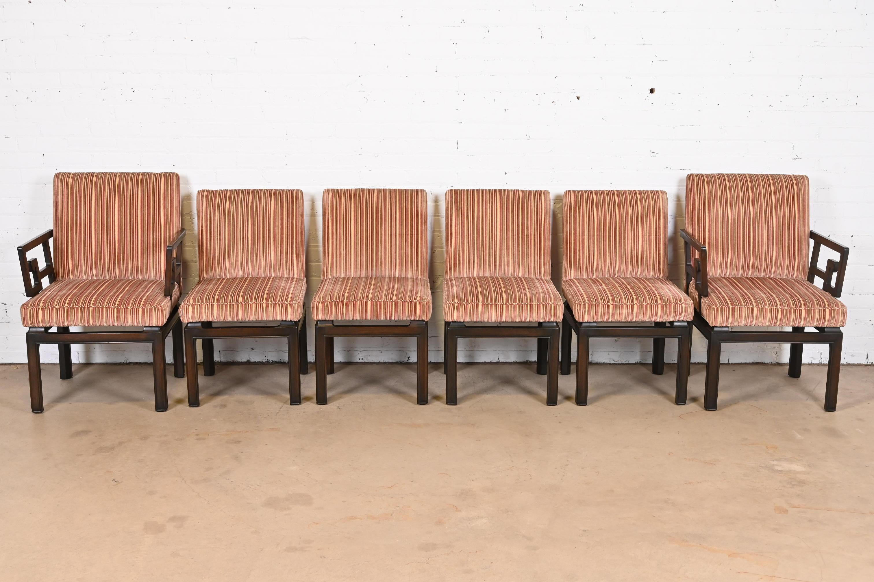 A gorgeous set of six Mid-Century Modern Hollywood Regency Chinoiserie dining chairs

By Michael Taylor for Baker Furniture, 