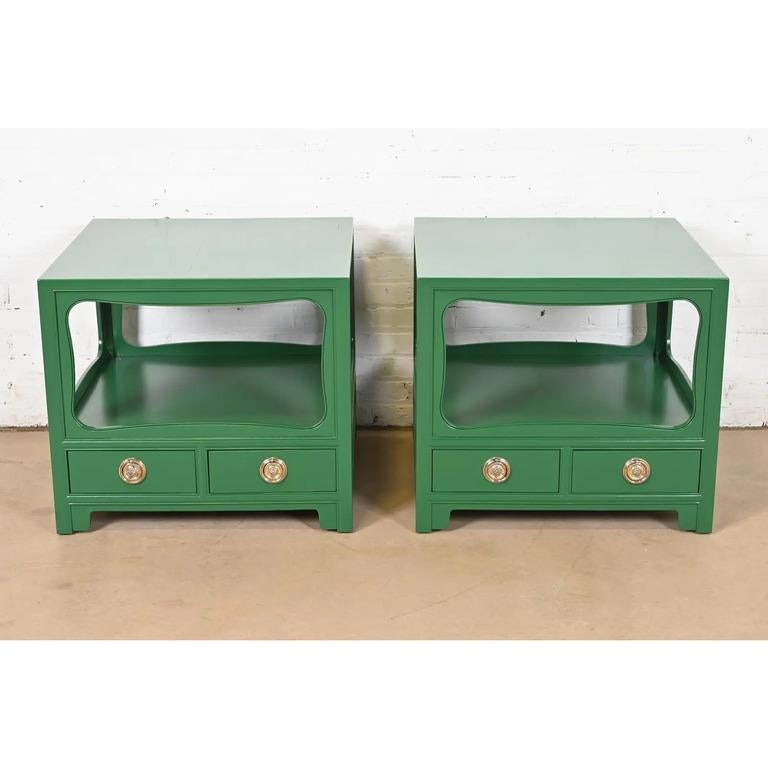 Hollywood Regency Michael Taylor for Baker Far East Collection Nightstands, Newly Refinished For Sale