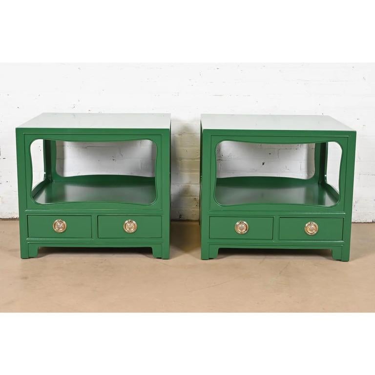 American Michael Taylor for Baker Far East Collection Nightstands, Newly Refinished For Sale