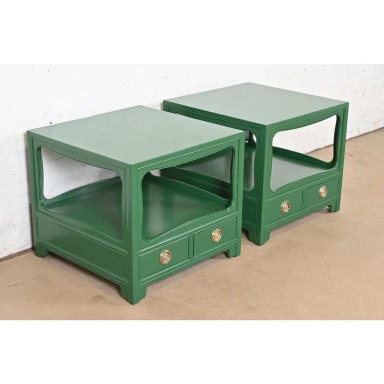Michael Taylor for Baker Far East Collection Nightstands, Newly Refinished In Good Condition For Sale In South Bend, IN
