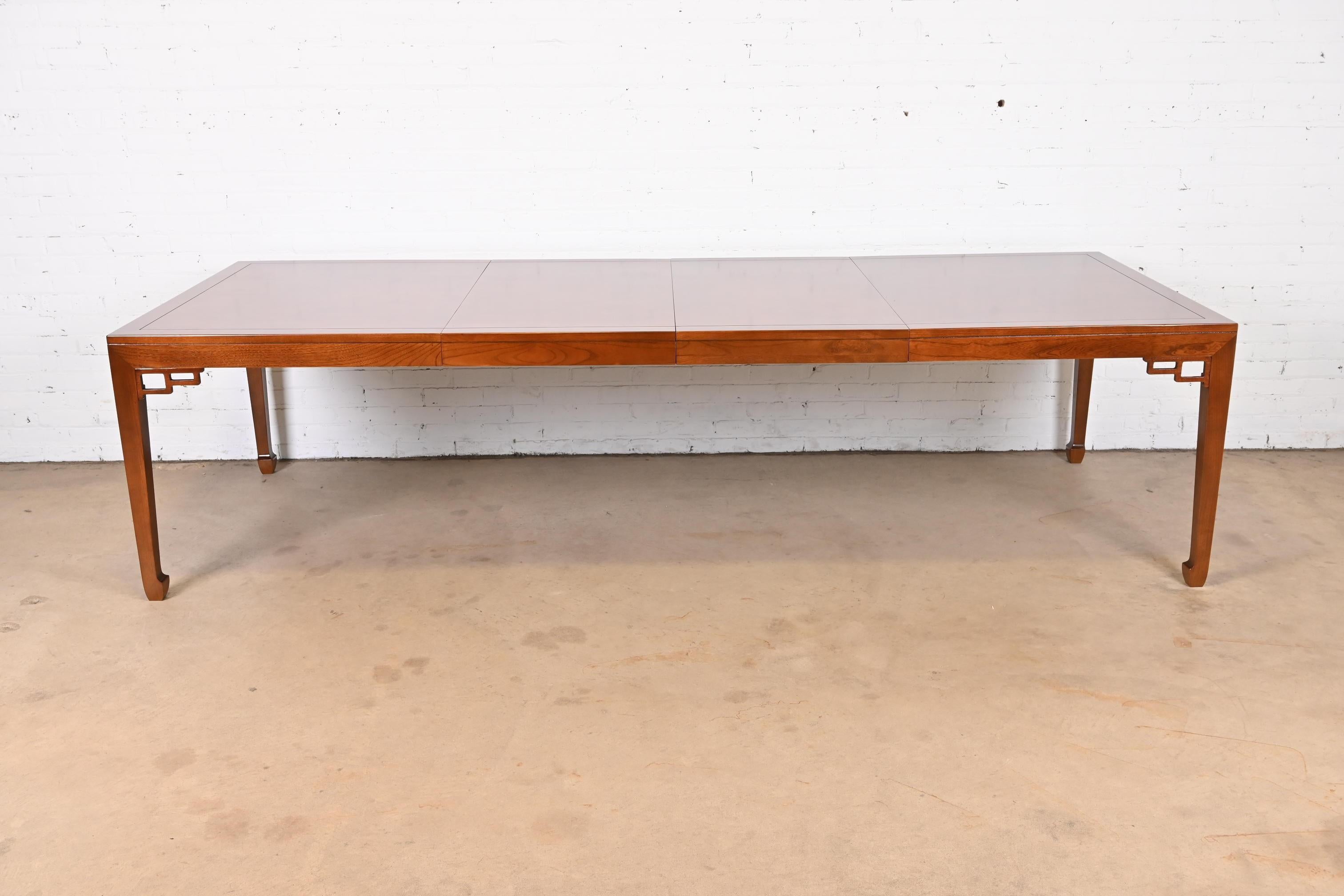 Mid-Century Modern Michael Taylor for Baker Far East Collection Walnut and Burl Wood Dining Table For Sale