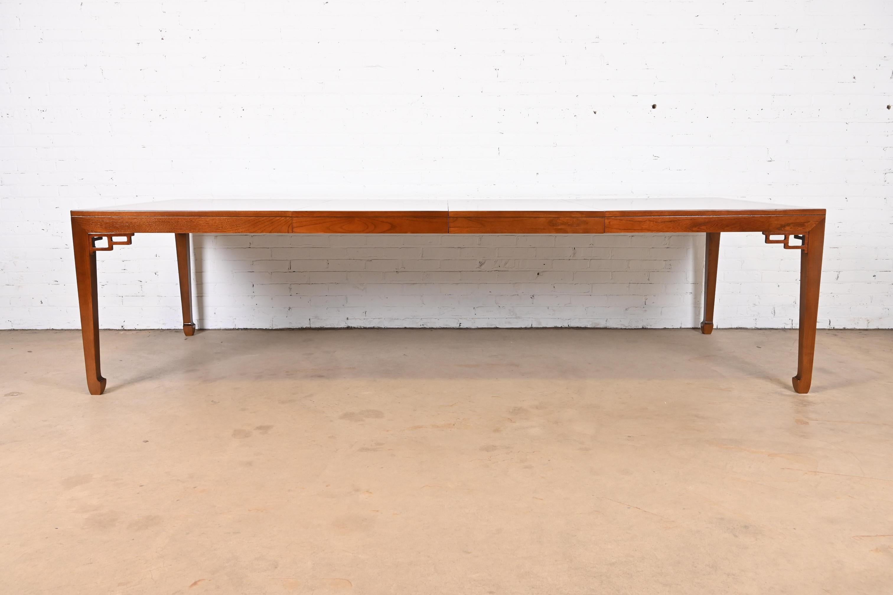 American Michael Taylor for Baker Far East Collection Walnut and Burl Wood Dining Table For Sale