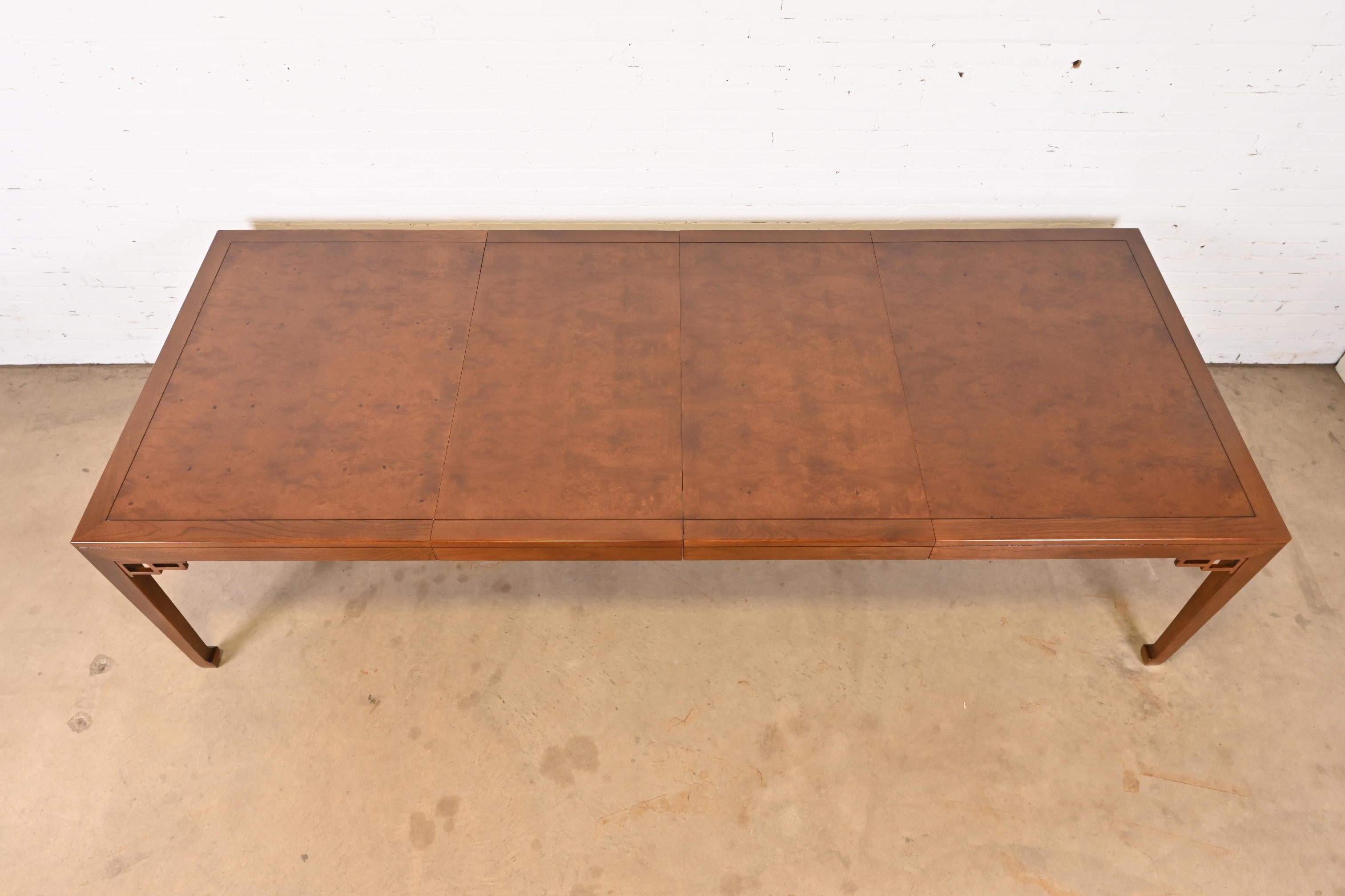 Mid-20th Century Michael Taylor for Baker Far East Collection Walnut and Burl Wood Dining Table