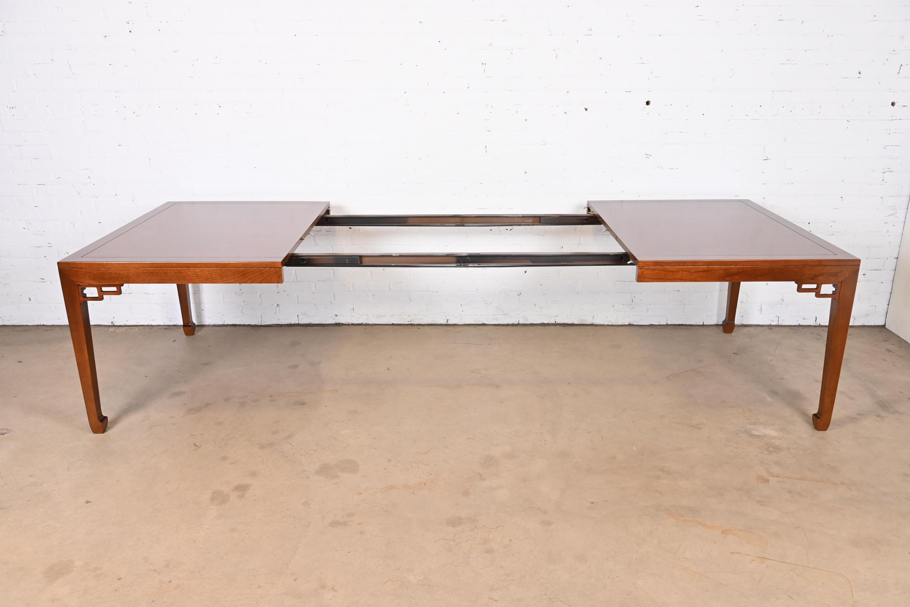 Mid-20th Century Michael Taylor for Baker Far East Collection Walnut and Burl Wood Dining Table For Sale