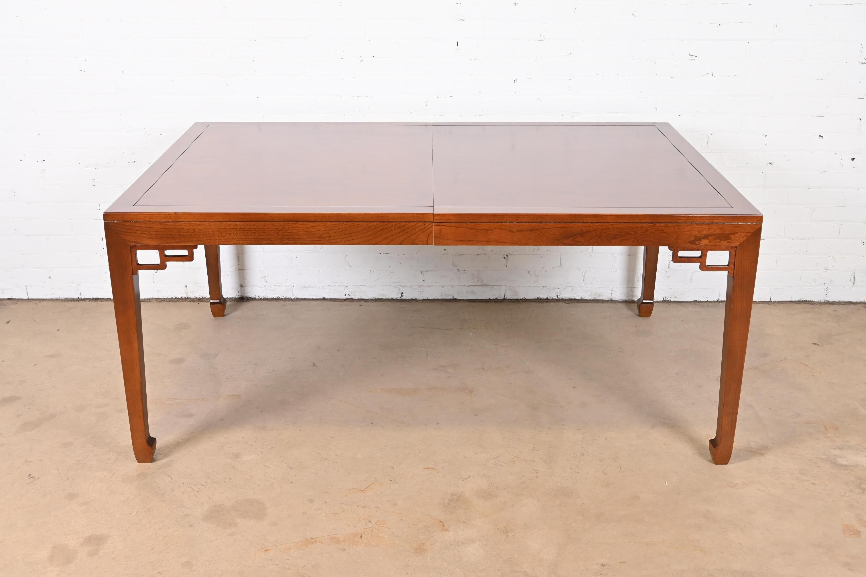 Michael Taylor for Baker Far East Collection Walnut and Burl Wood Dining Table For Sale 1