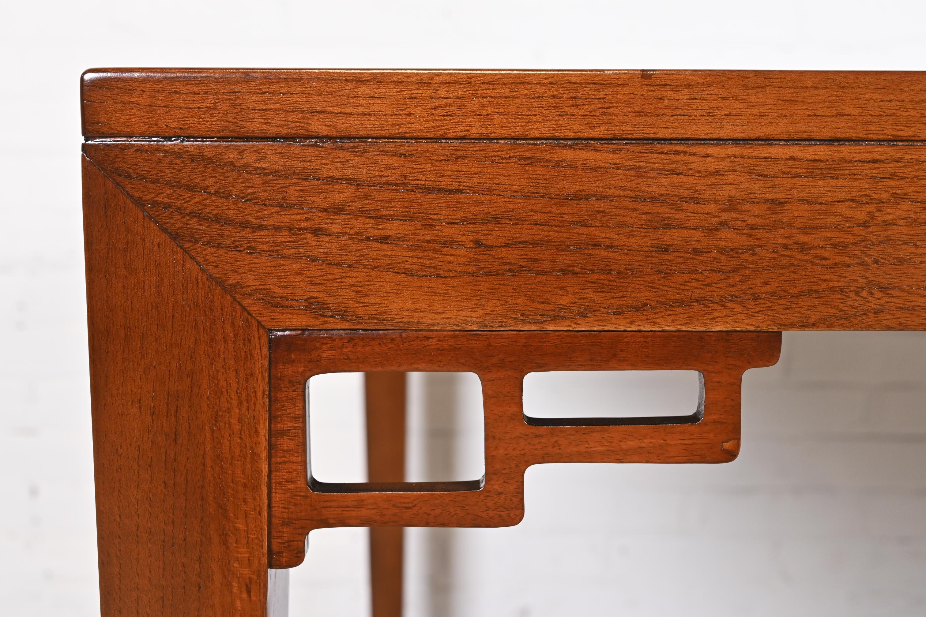Michael Taylor for Baker Far East Collection Walnut and Burl Wood Dining Table For Sale 2
