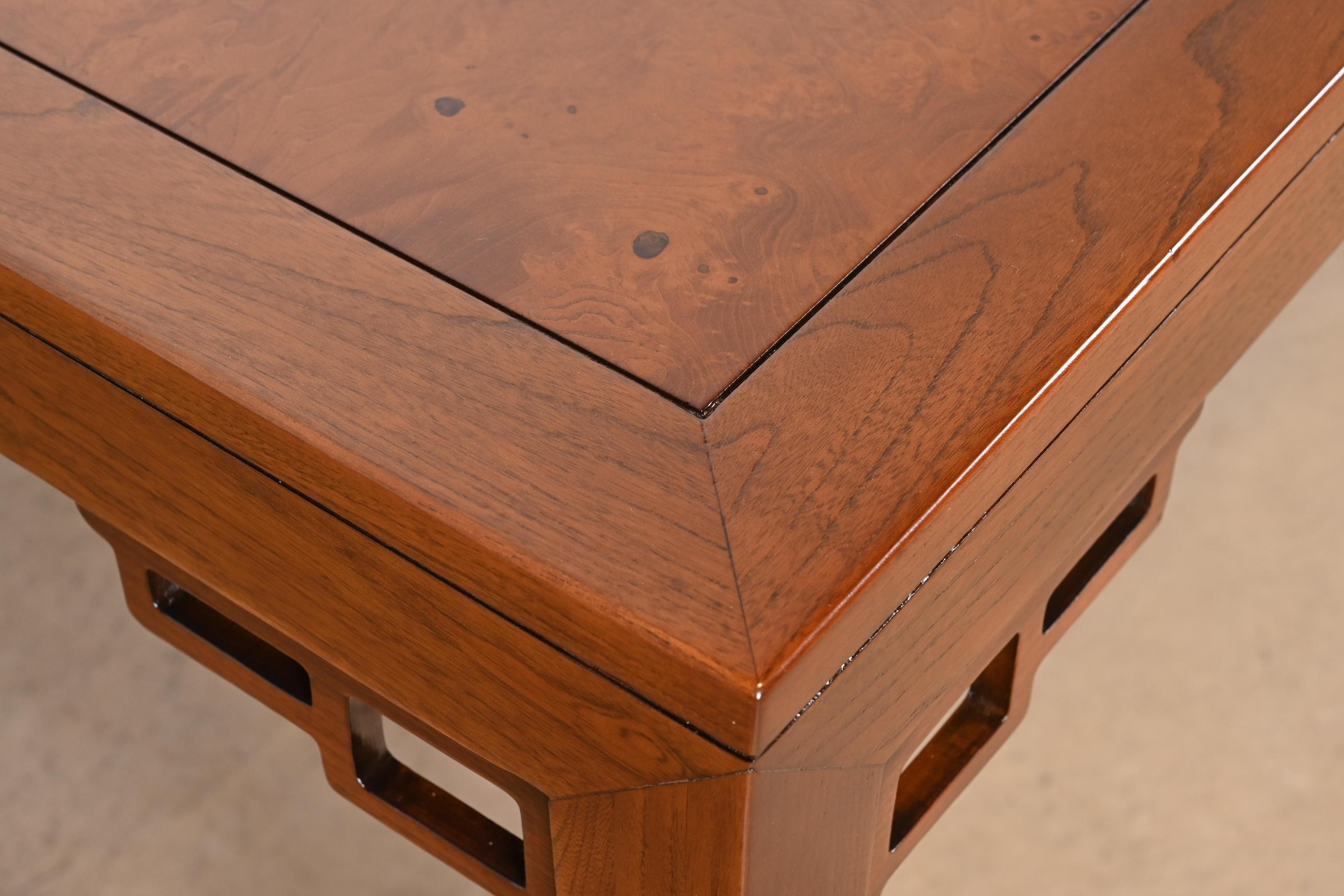 Michael Taylor for Baker Far East Collection Walnut and Burl Wood Dining Table For Sale 3