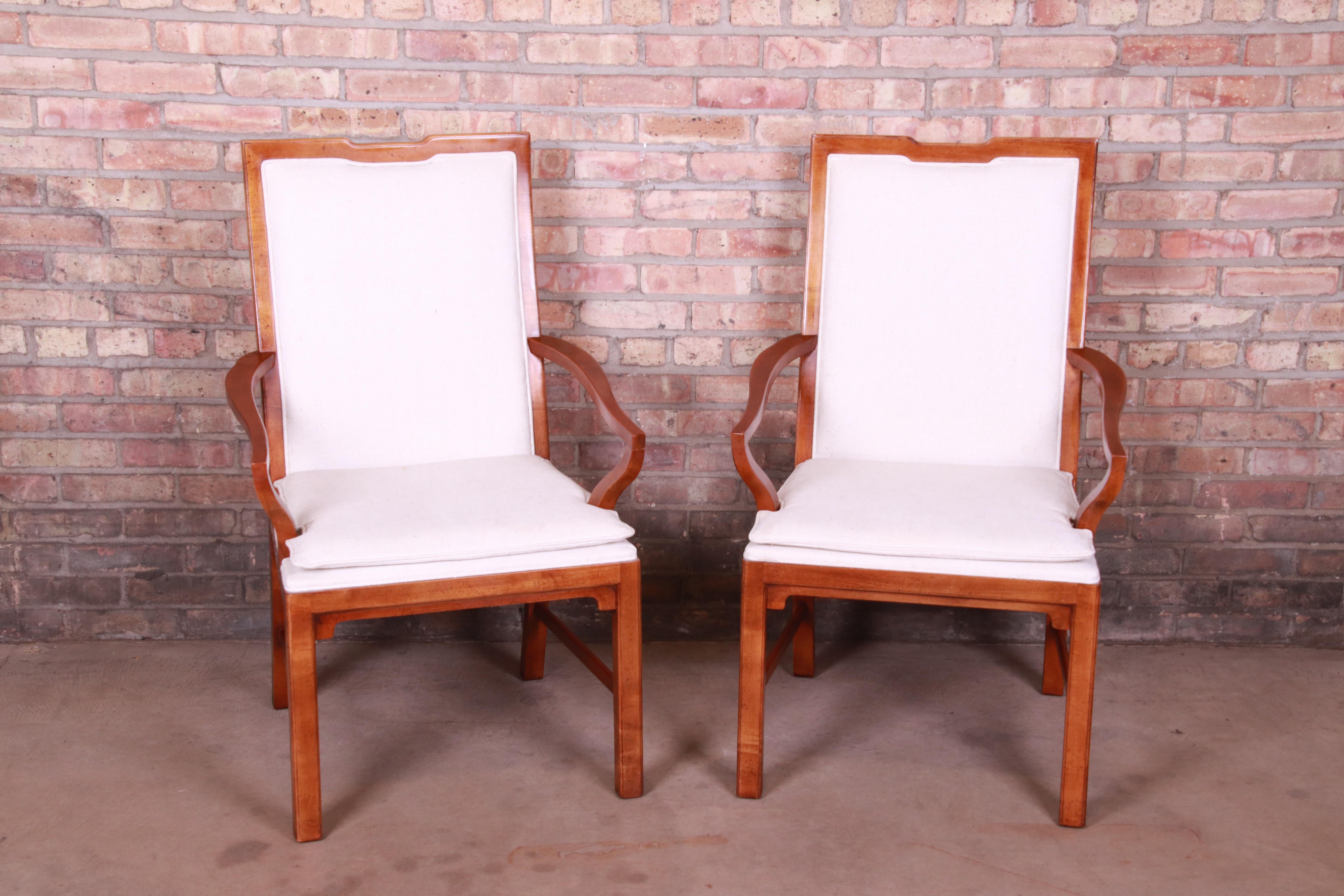 Mid-Century Modern Michael Taylor for Baker Far East Collection Walnut Armchairs, Pair