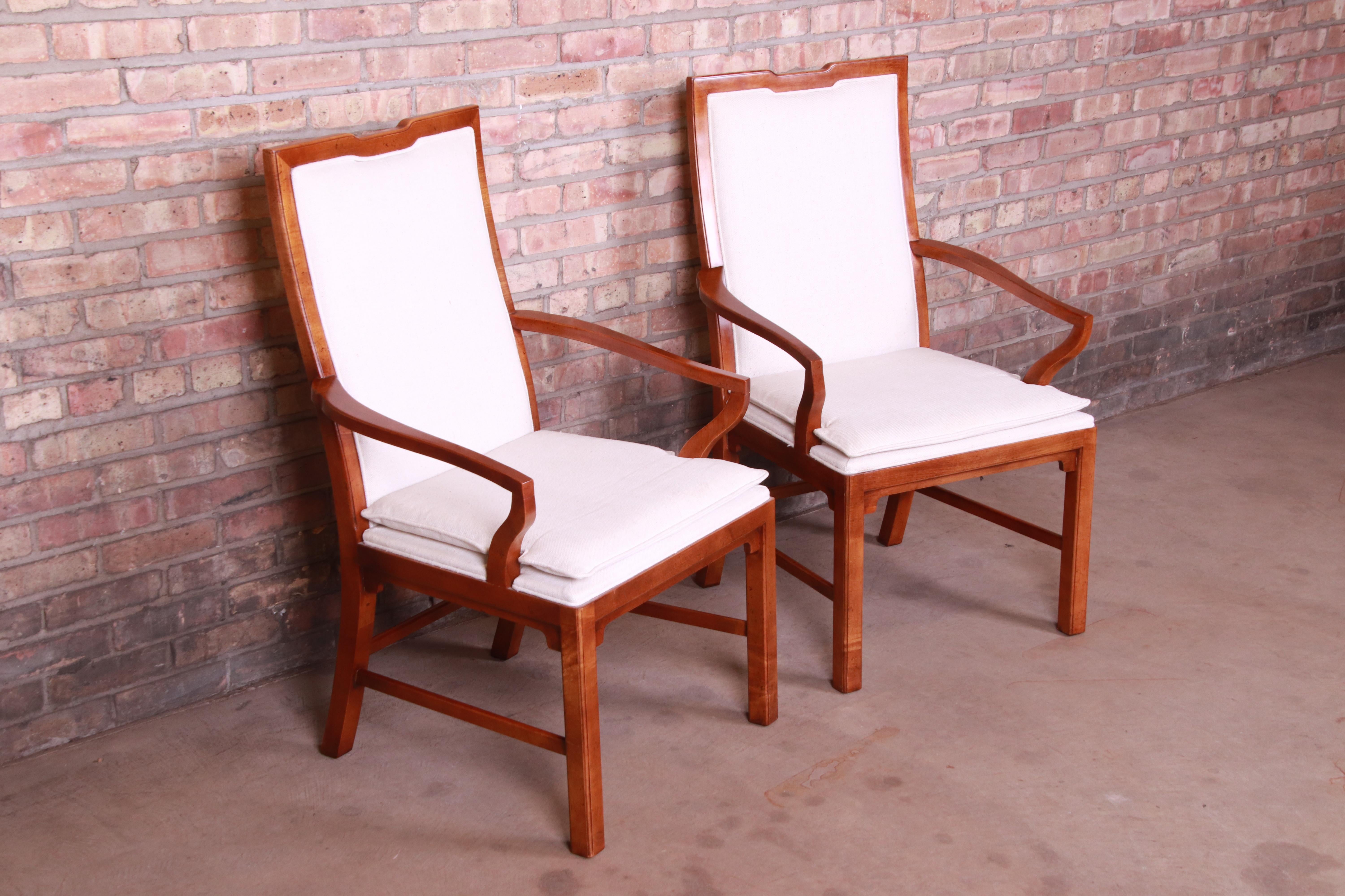 American Michael Taylor for Baker Far East Collection Walnut Armchairs, Pair