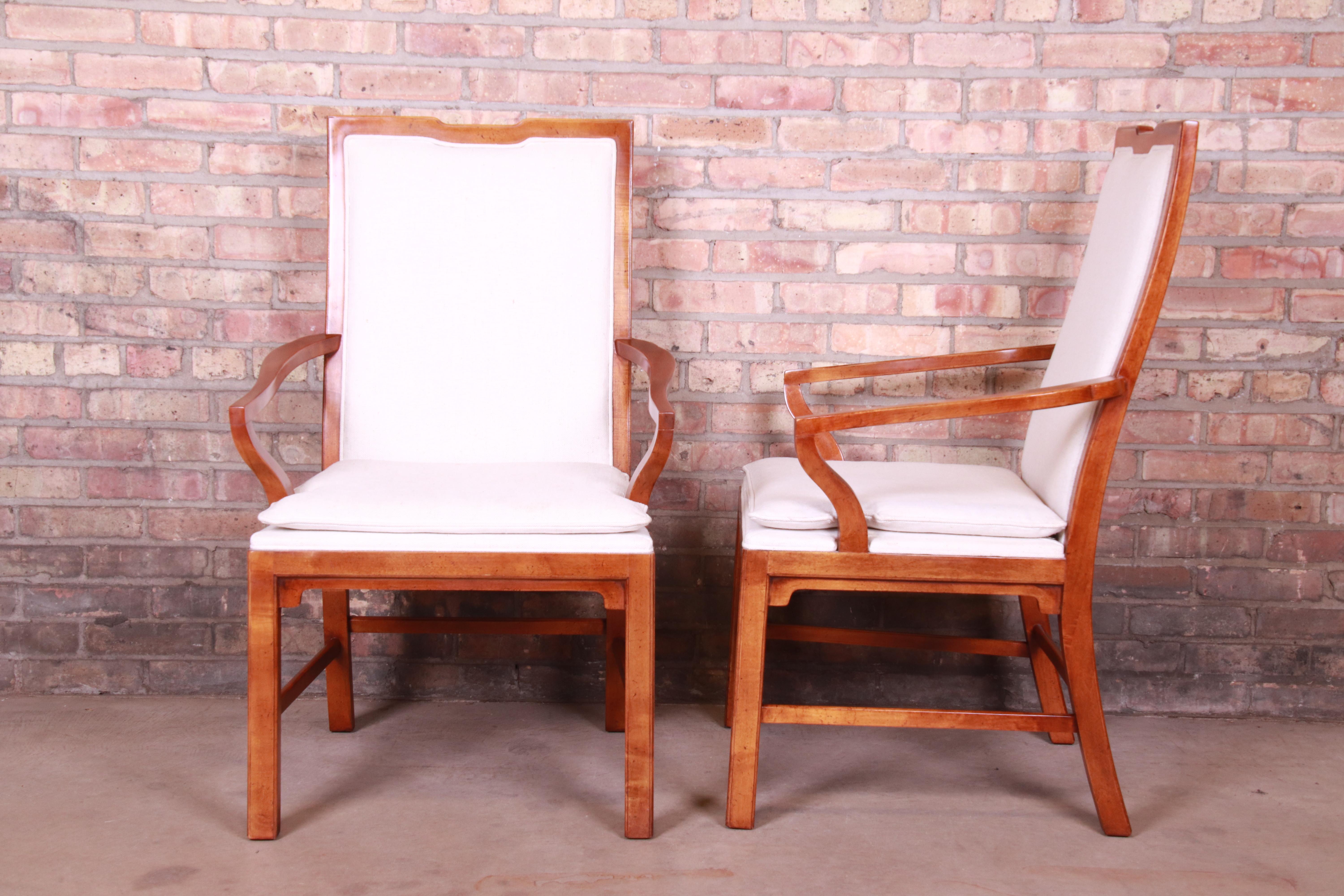 20th Century Michael Taylor for Baker Far East Collection Walnut Armchairs, Pair