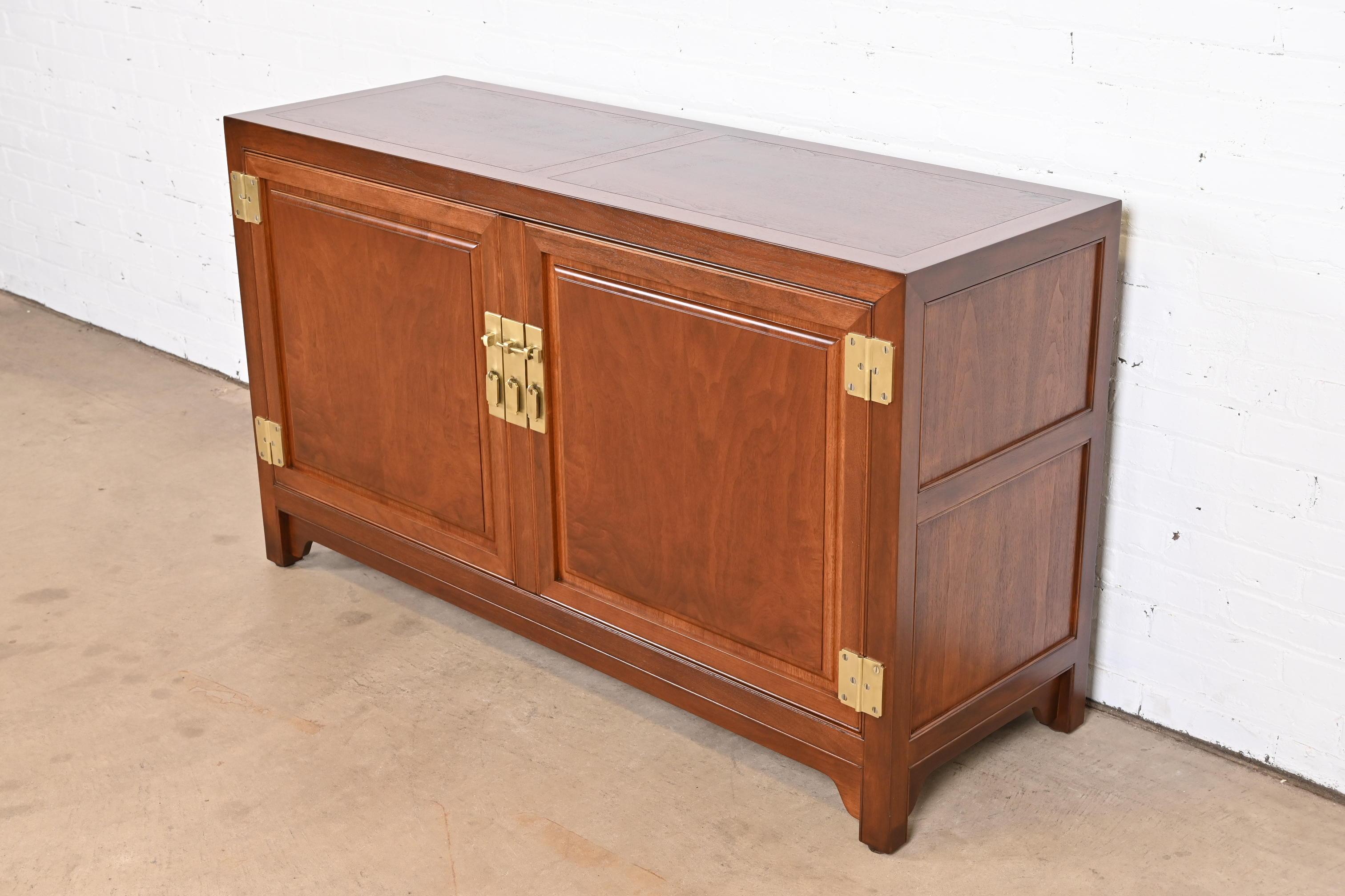 Michael Taylor for Baker Far East Collection Walnut Credenza or Bar Cabinet In Good Condition In South Bend, IN