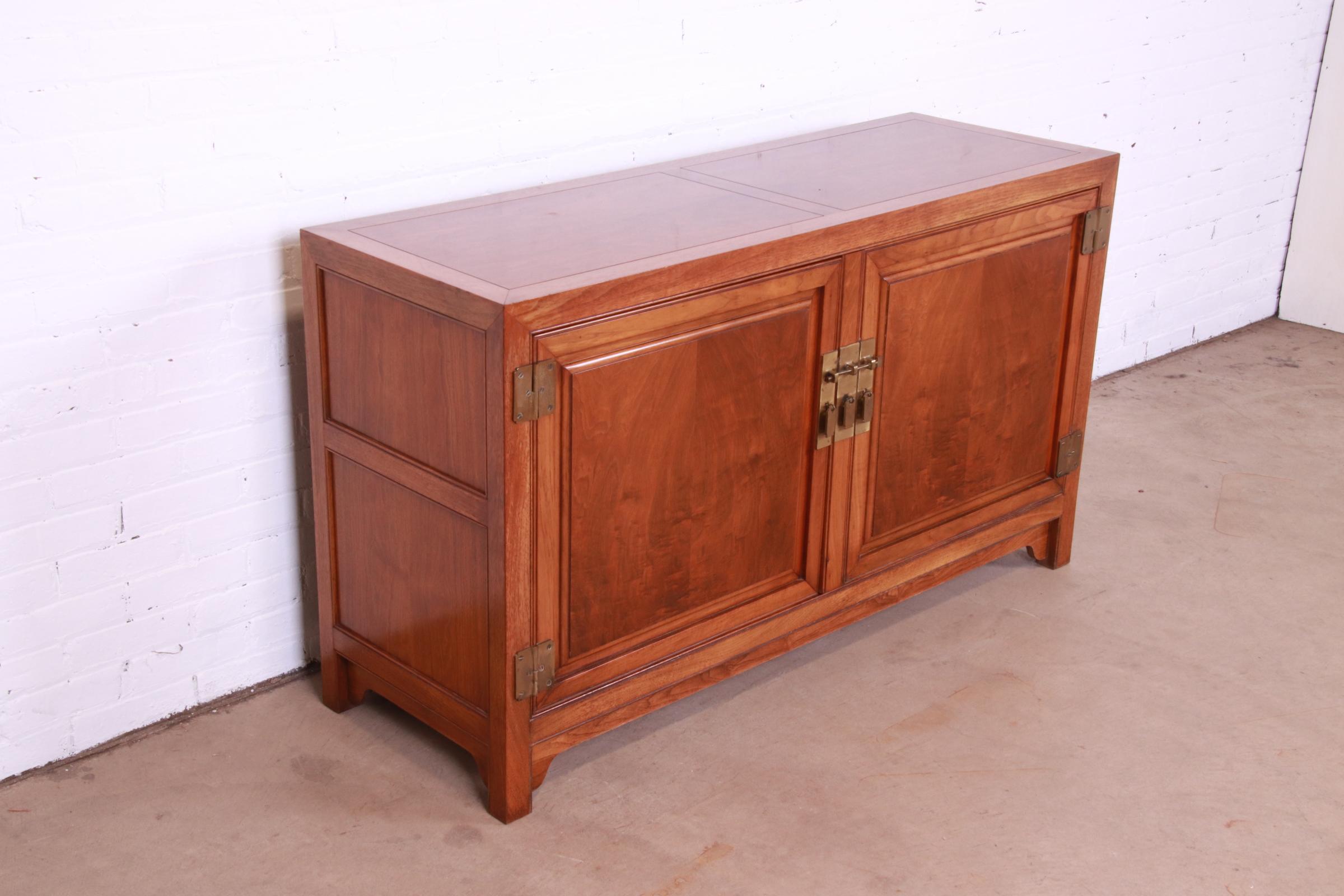 Michael Taylor for Baker Far East Collection Walnut Credenza or Bar Cabinet In Good Condition In South Bend, IN