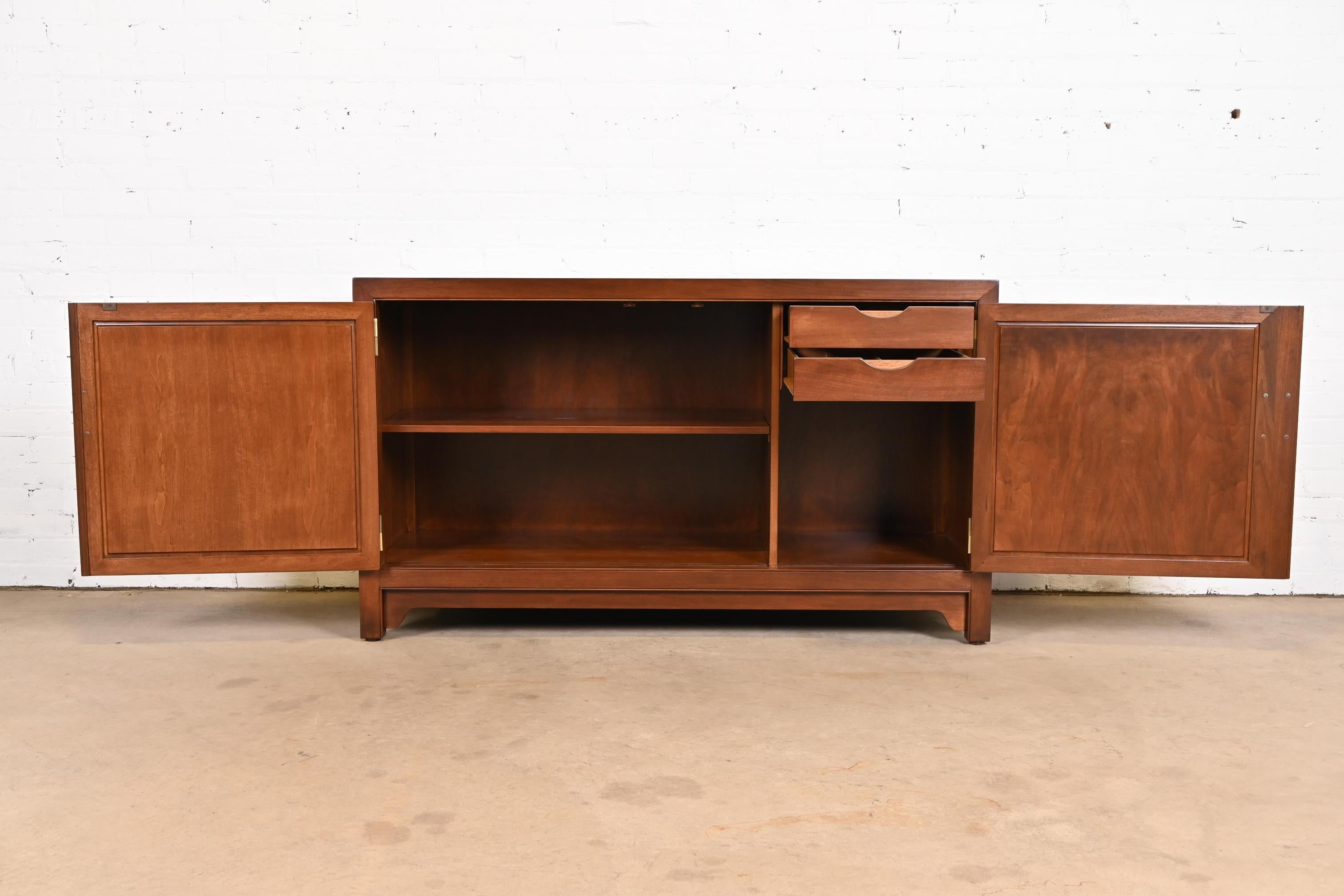 Michael Taylor for Baker Far East Collection Walnut Credenza or Bar Cabinet 1