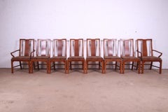 Michael Taylor for Baker Far East Collection Walnut Dining Chairs, Set of Eight