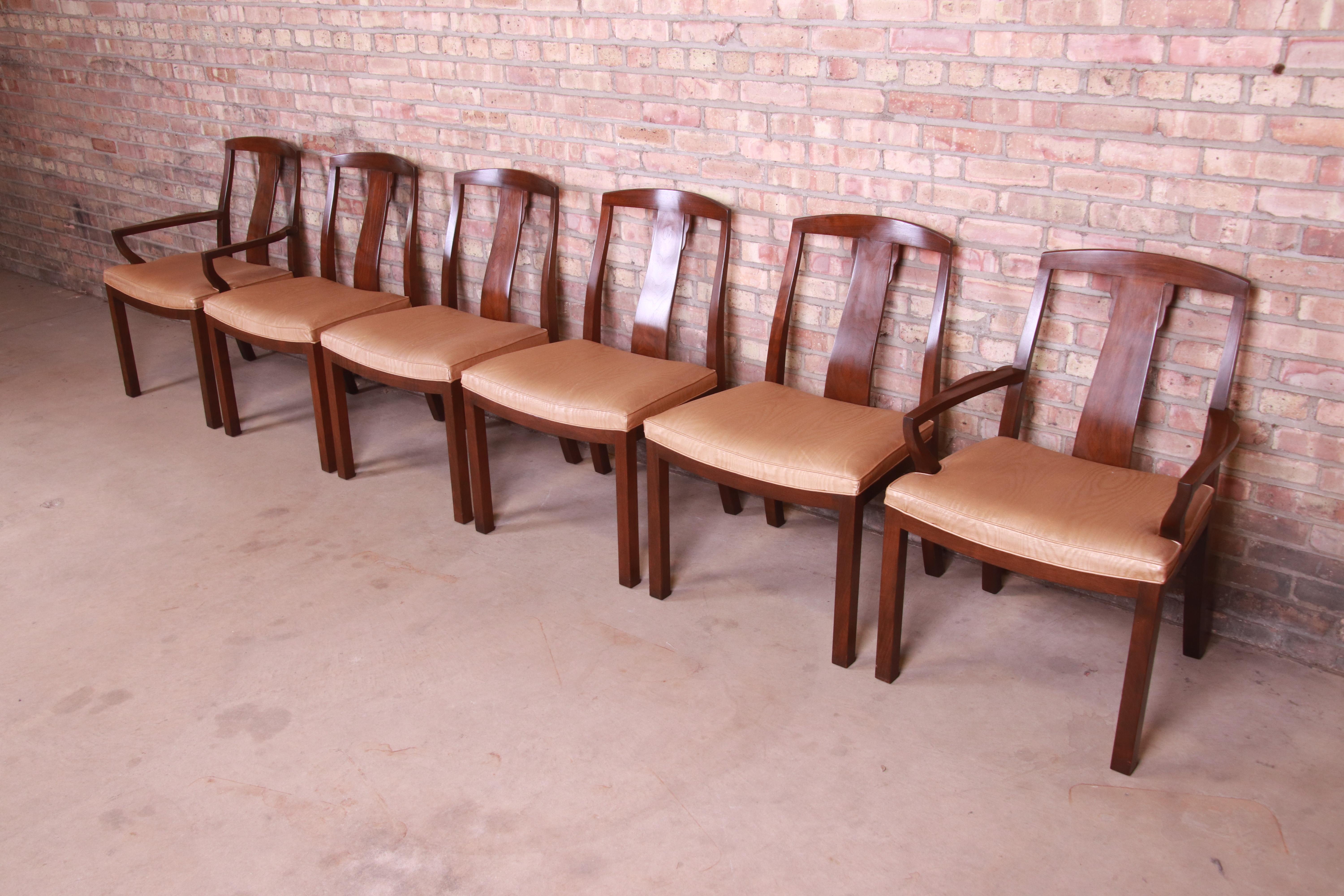 Mid-Century Modern Michael Taylor for Baker Far East Collection Walnut Dining Chairs, Set of Six For Sale