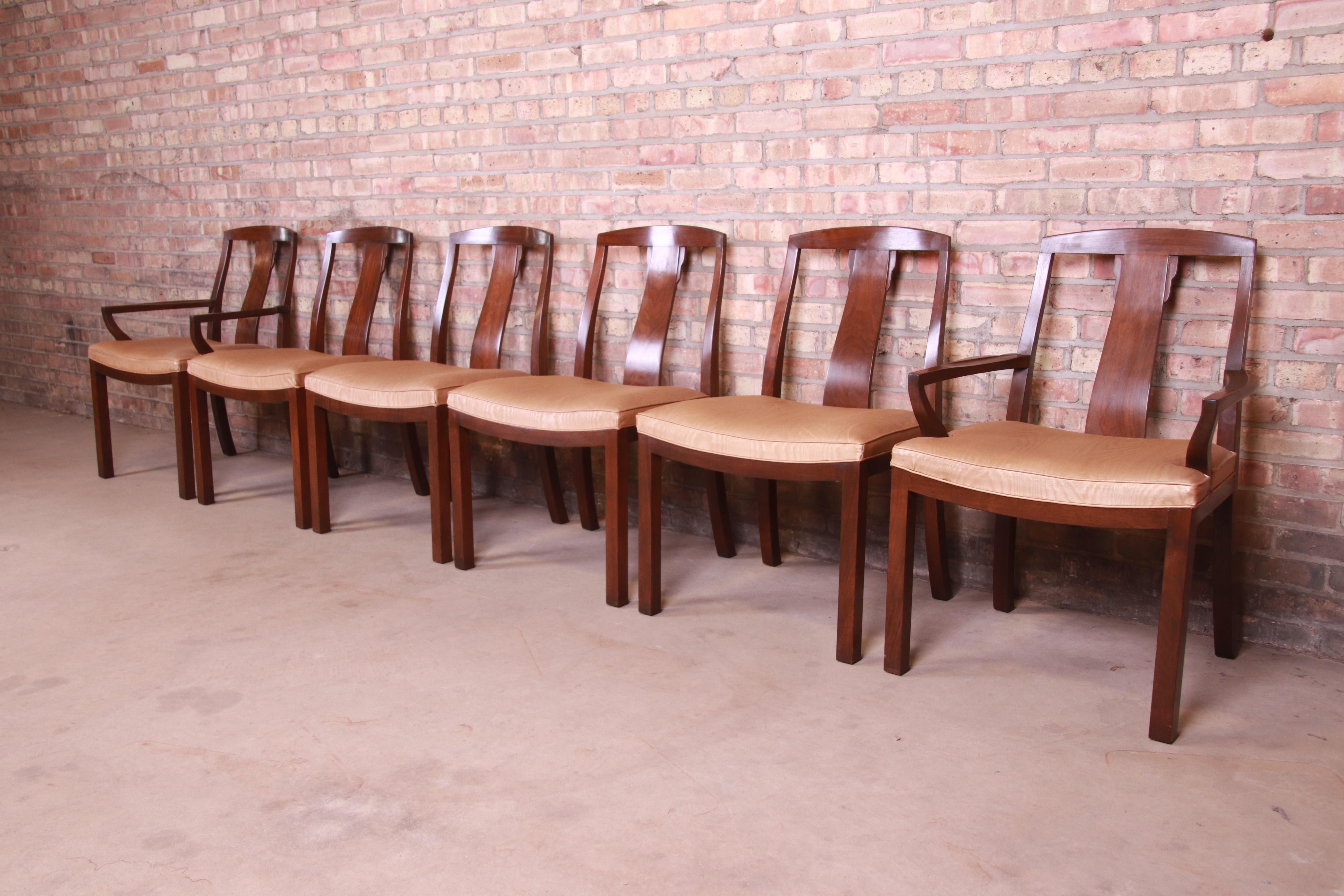 American Michael Taylor for Baker Far East Collection Walnut Dining Chairs, Set of Six For Sale