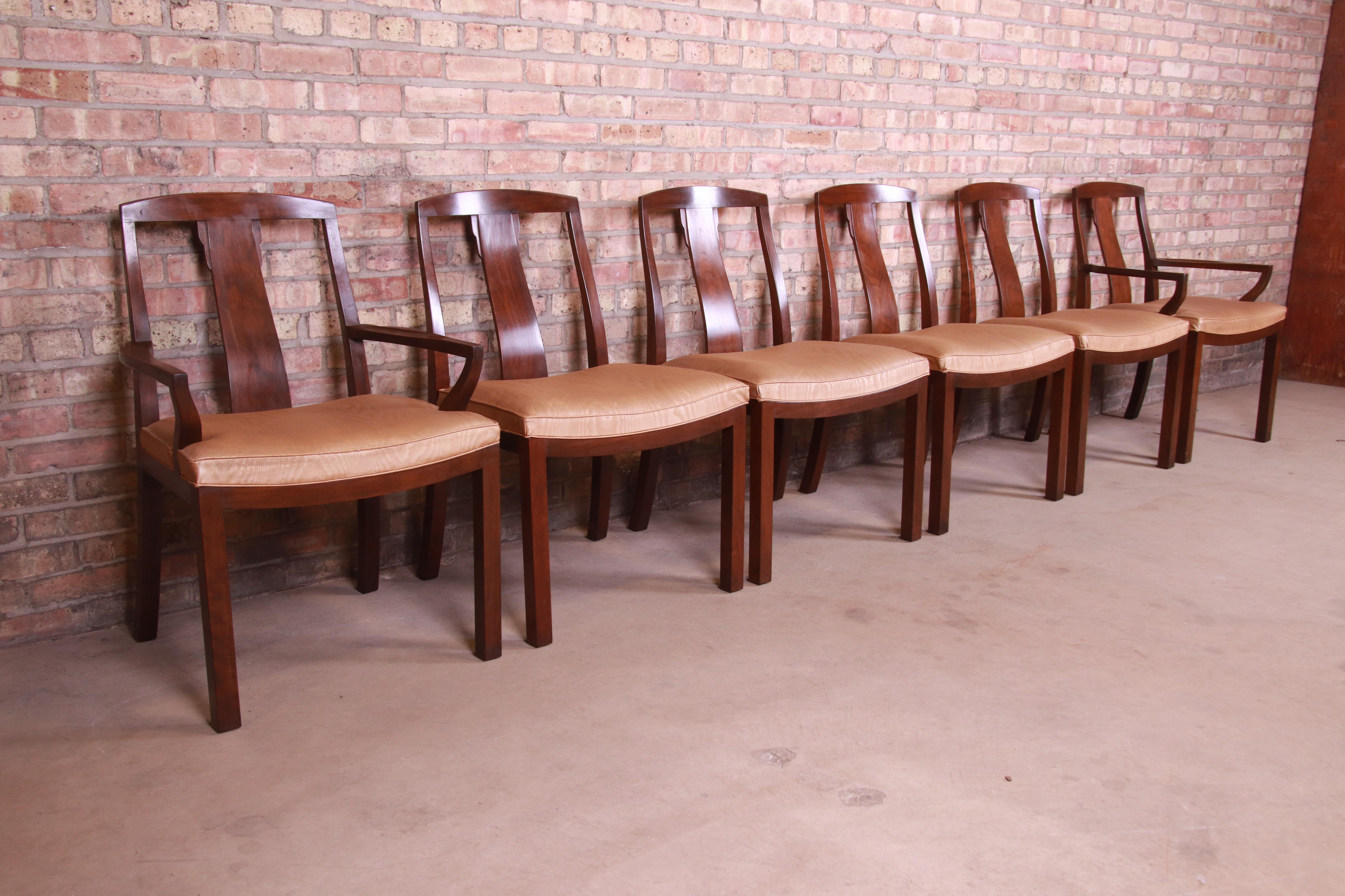 Mid-20th Century Michael Taylor for Baker Far East Collection Walnut Dining Chairs, Set of Six For Sale