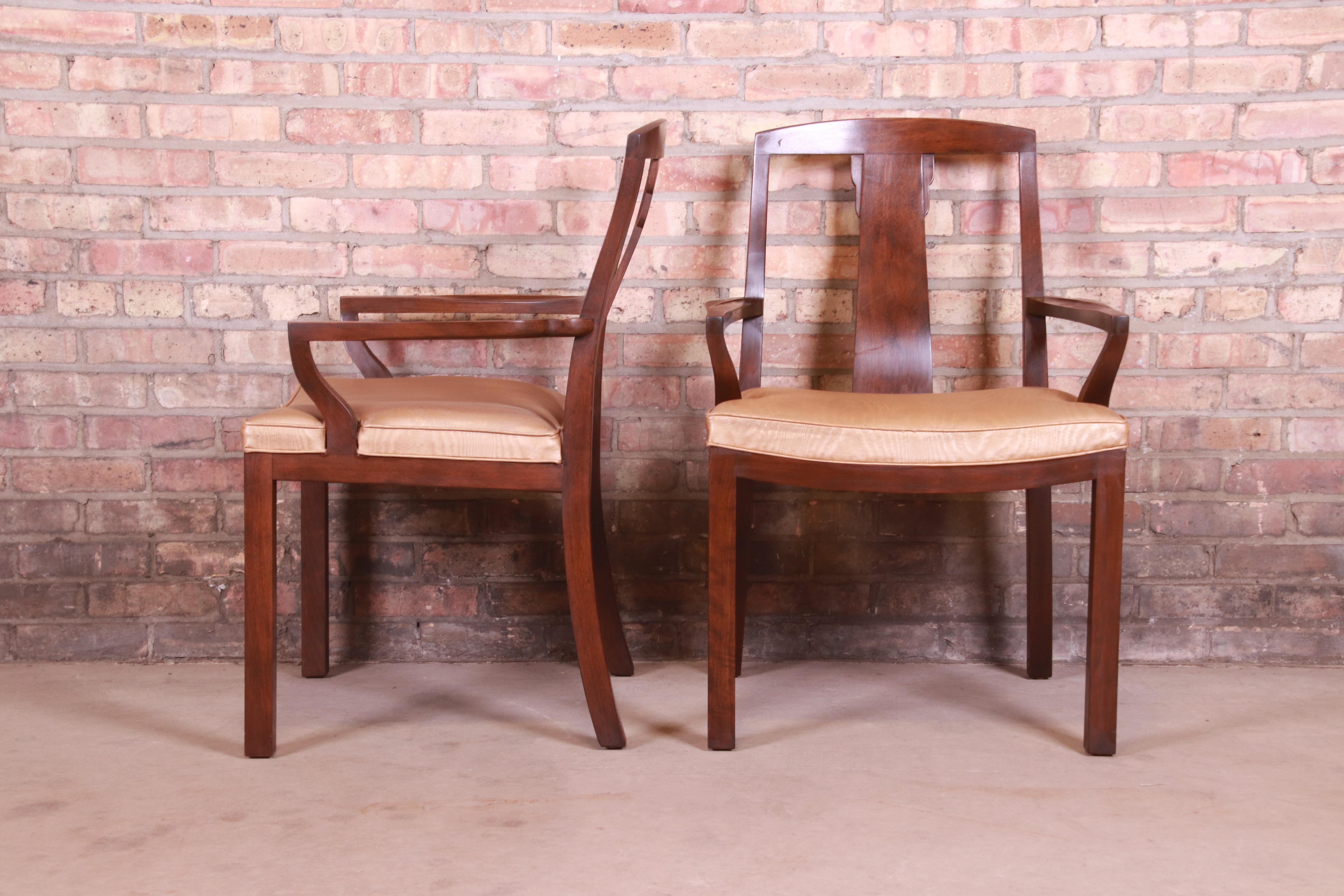 Michael Taylor for Baker Far East Collection Walnut Dining Chairs, Set of Six For Sale 1