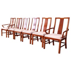 Michael Taylor for Baker Far East Collection Walnut Dining Chairs, Set of Six