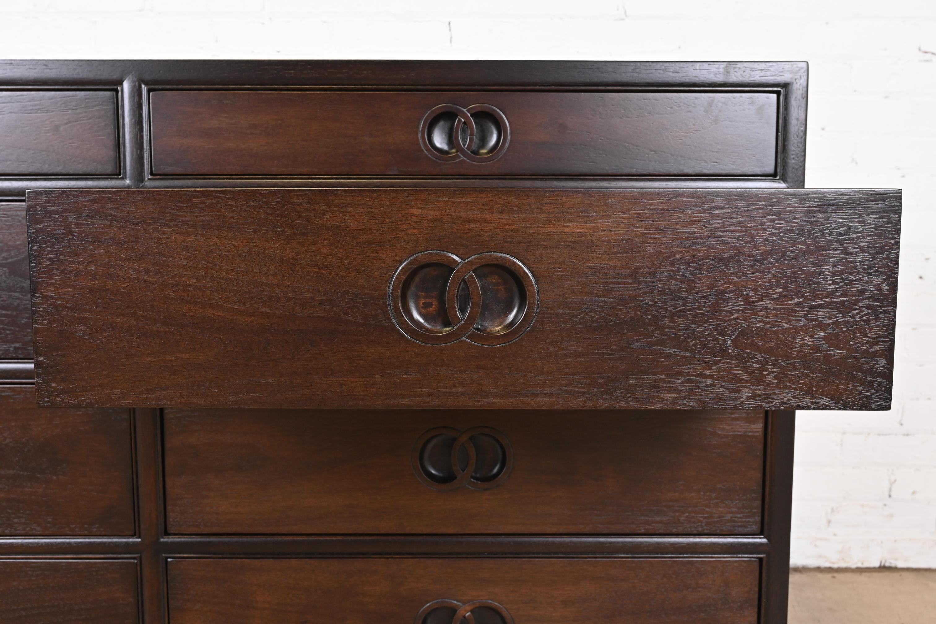Michael Taylor for Baker Far East Collection Walnut Double Dresser, Refinished For Sale 5