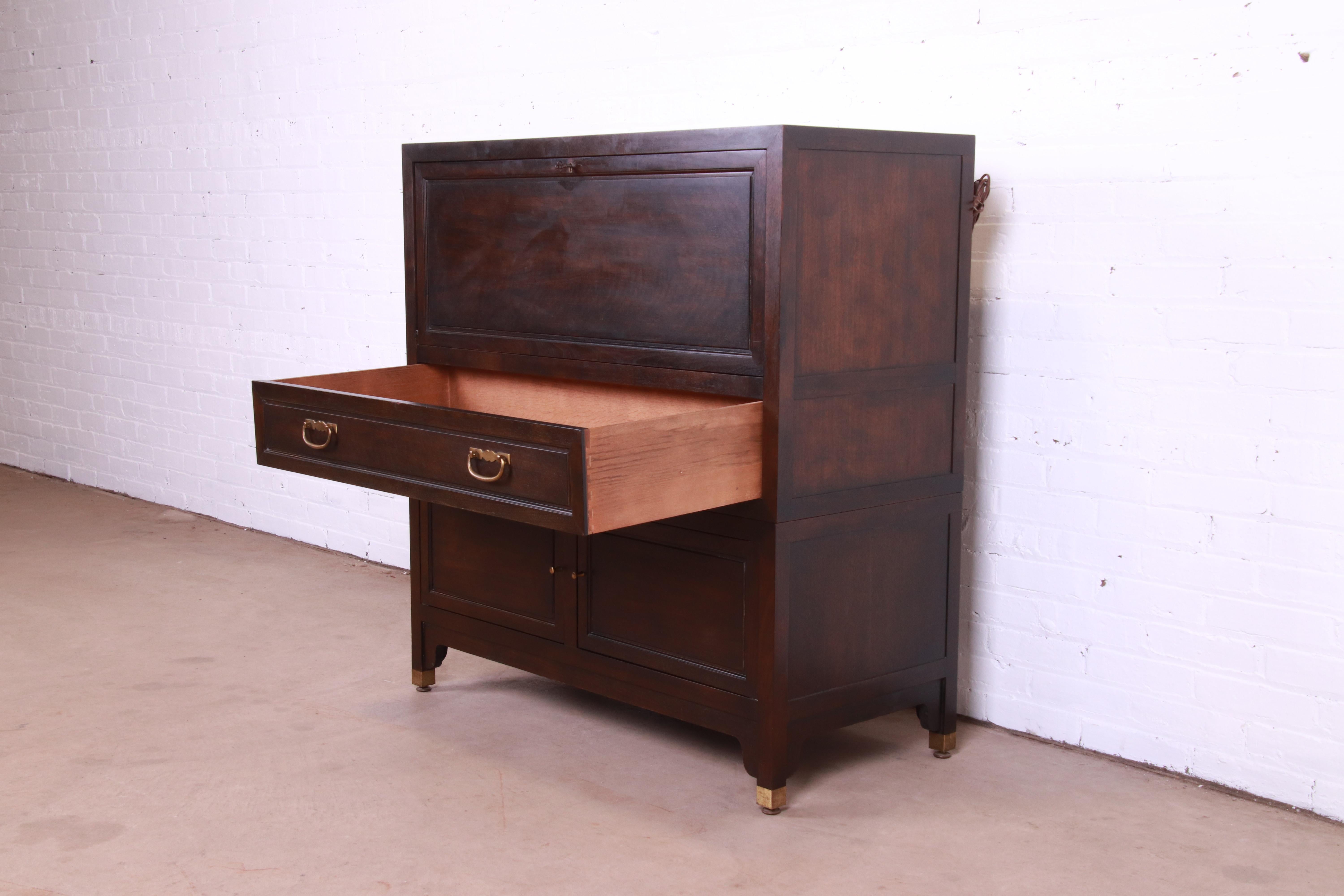 Michael Taylor for Baker Far East Collection Walnut Drop Front Secretary Desk 5