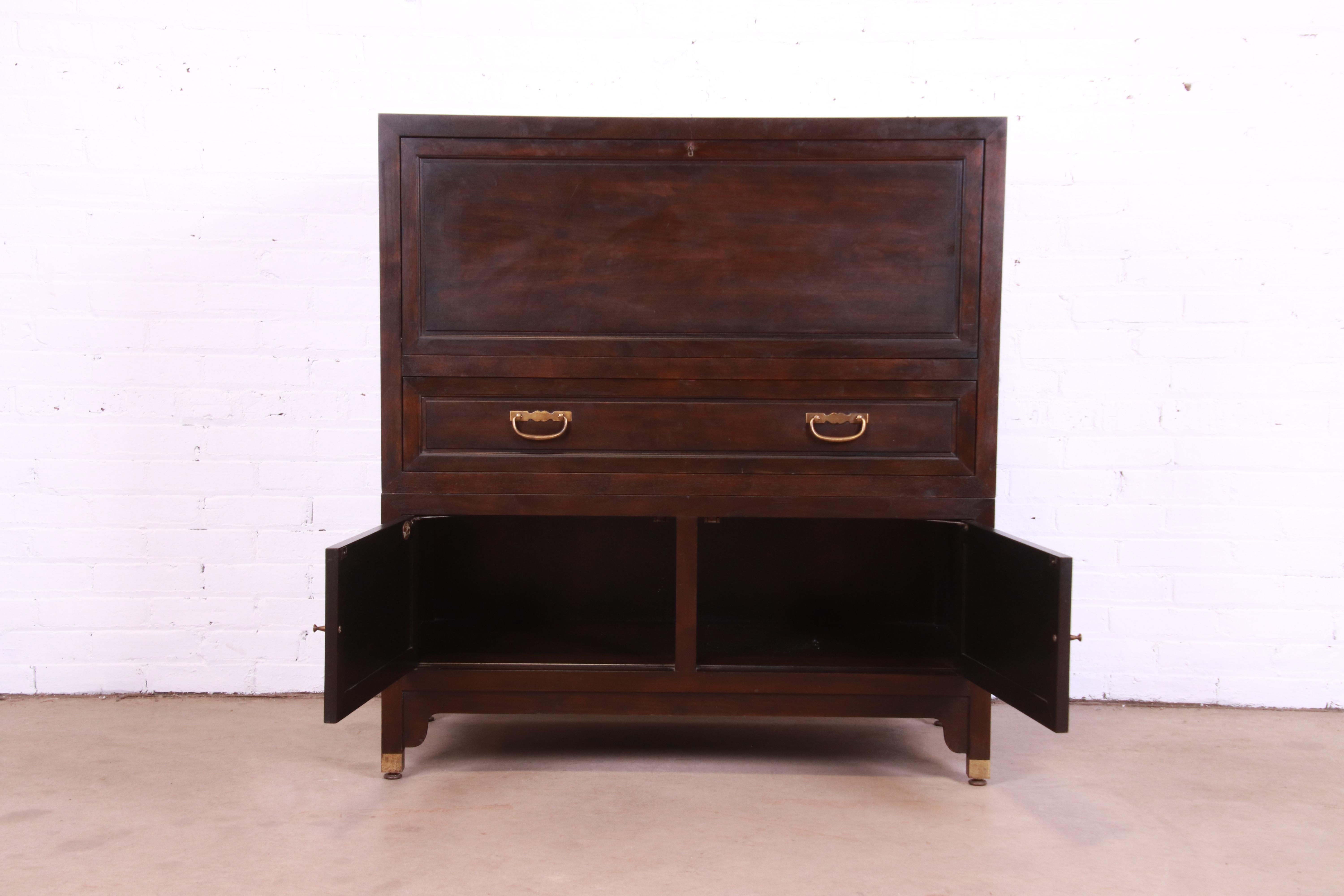 Michael Taylor for Baker Far East Collection Walnut Drop Front Secretary Desk 10