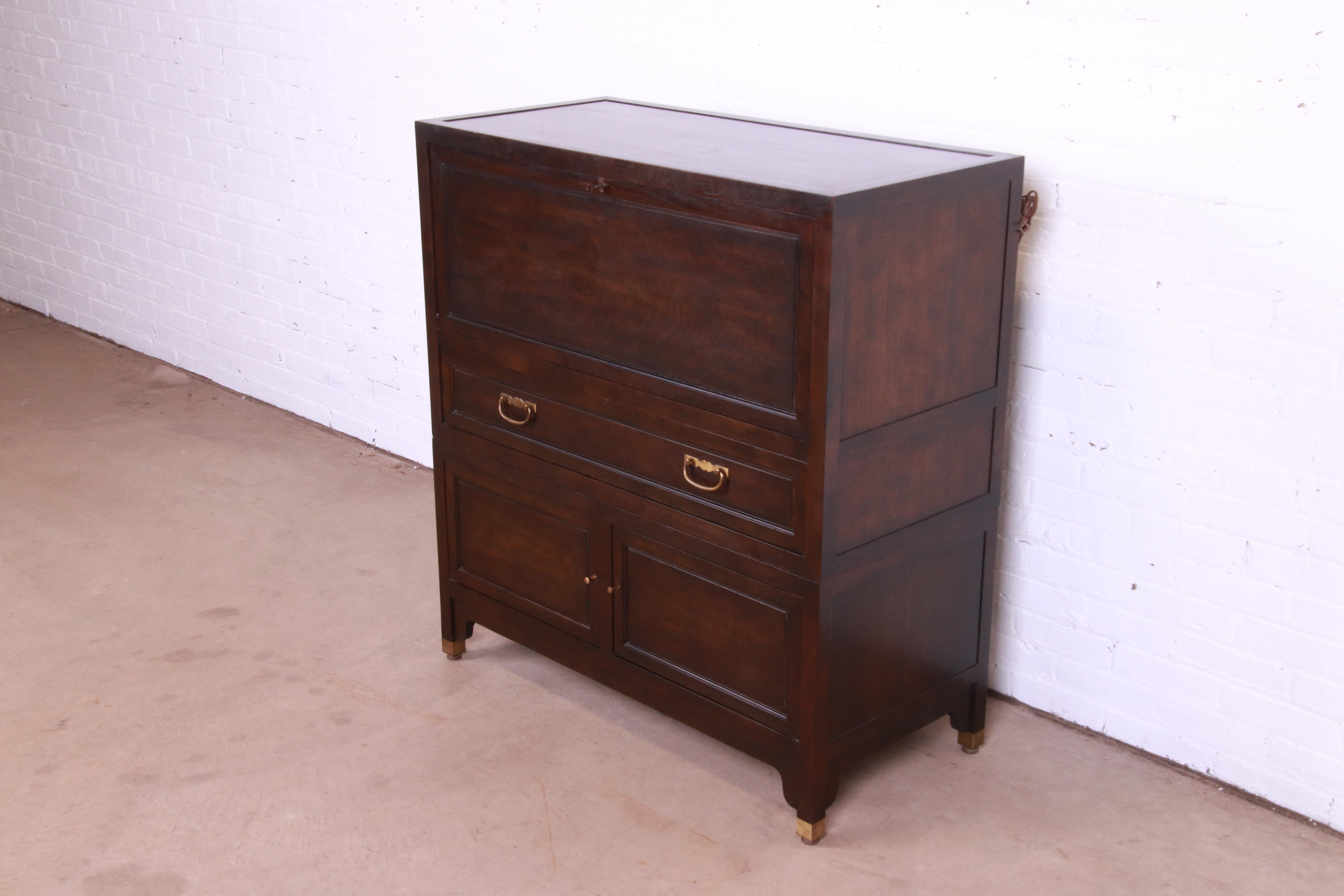 American Michael Taylor for Baker Far East Collection Walnut Drop Front Secretary Desk