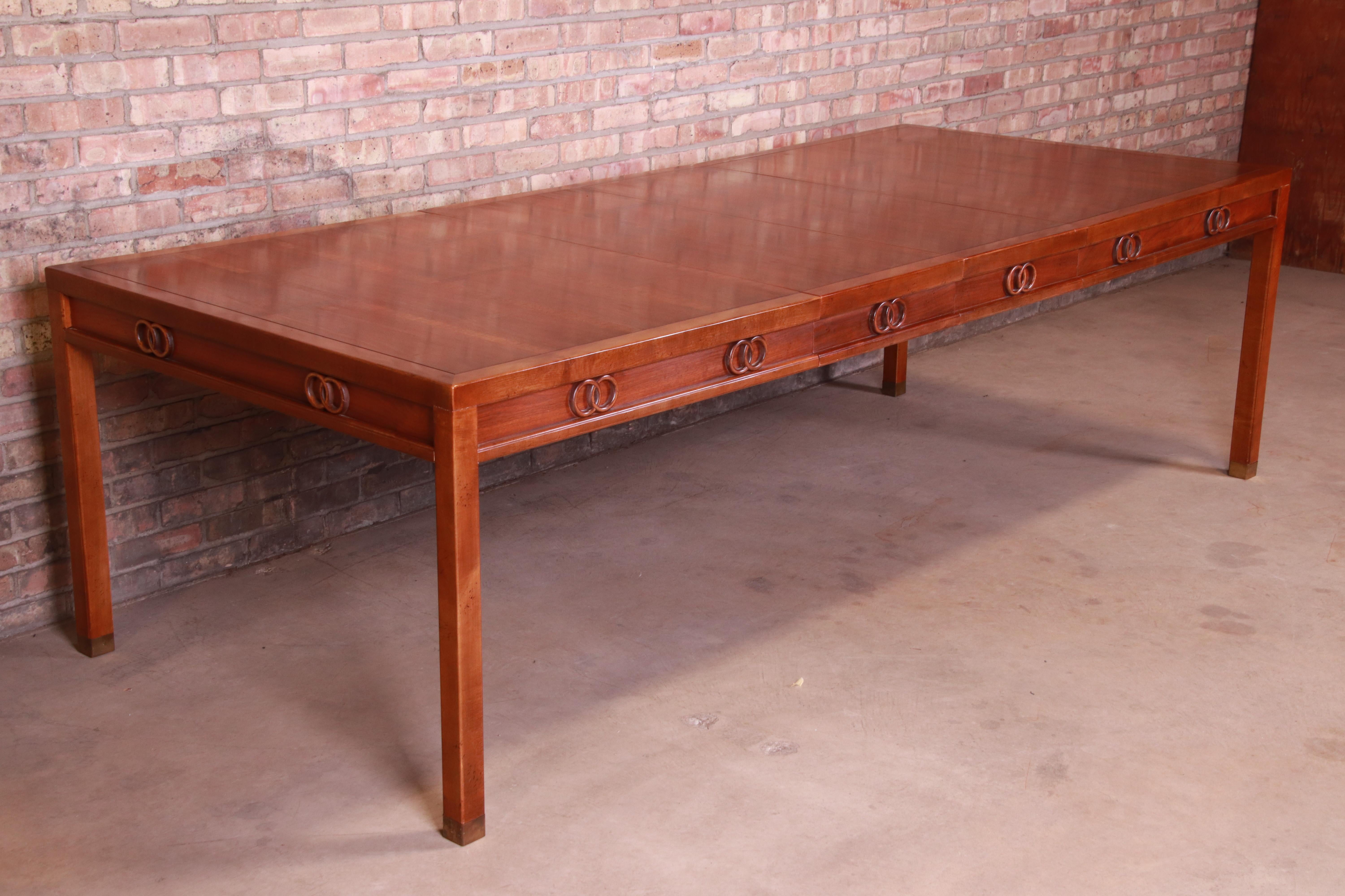 Mid-Century Modern Michael Taylor for Baker Far East Collection Walnut Extension Dining Table