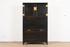 Michael Taylor for Baker Far East Ebonized Cabinet With Secretary Desk, 1960s