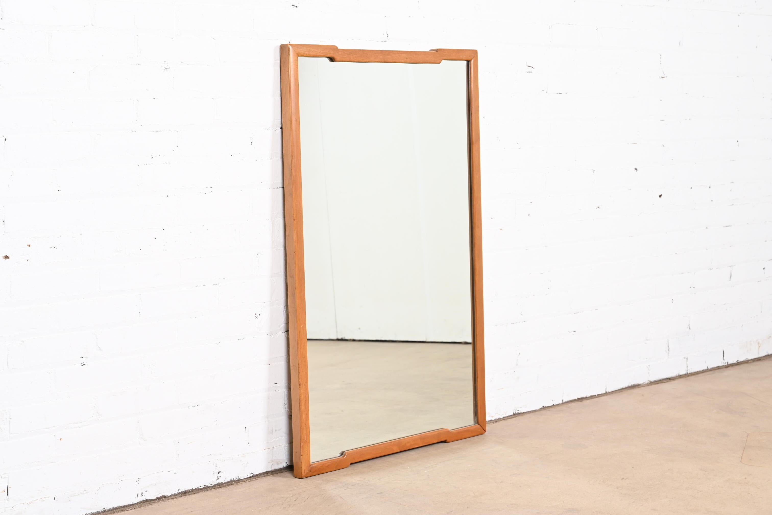 Mid-Century Modern Michael Taylor for Baker Far East Hollywood Regency Walnut Framed Wall Mirror For Sale