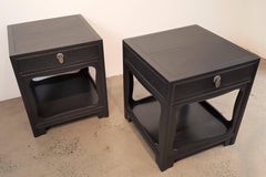 Michael Taylor for Baker Far East Nightstands Restored in Rich Charcoal Finish